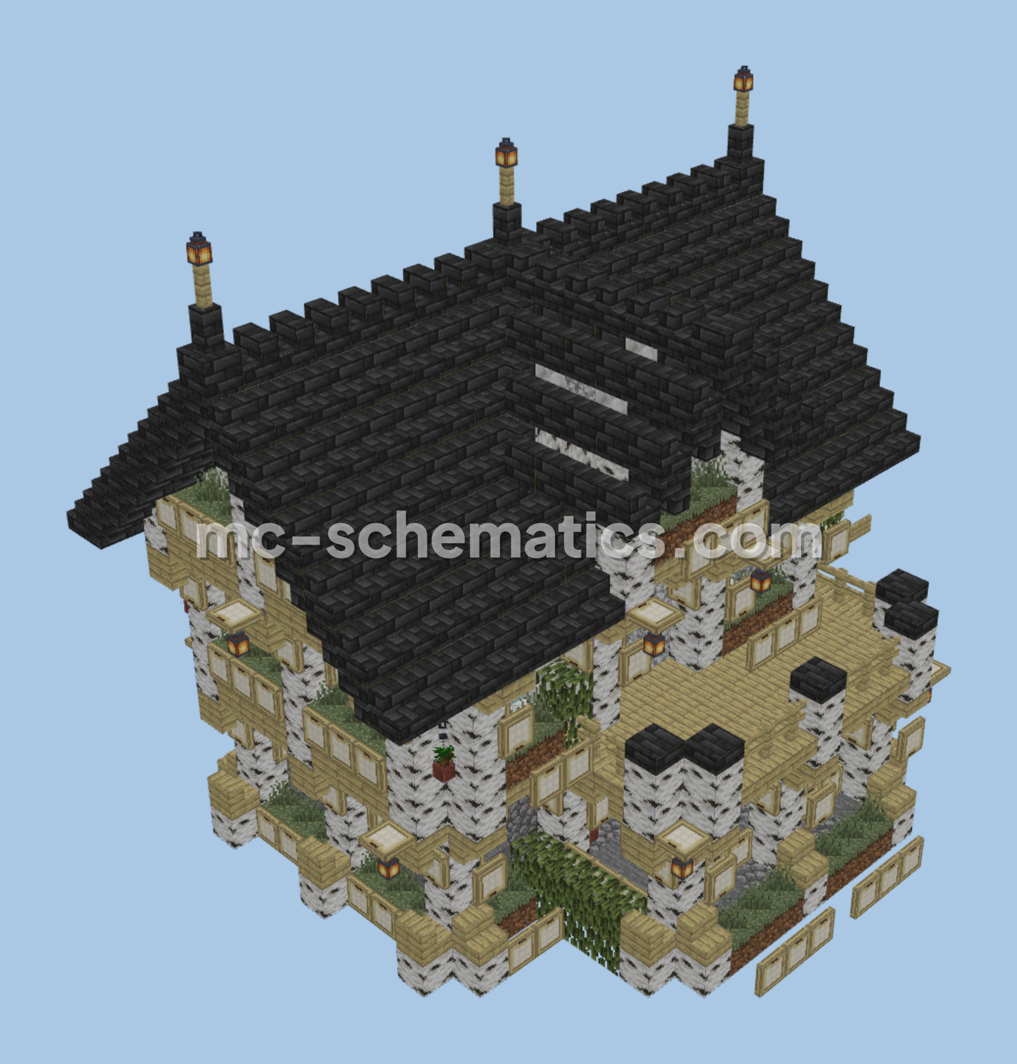 Granite and Brick Rustic Architecture Design Minecraft schematic