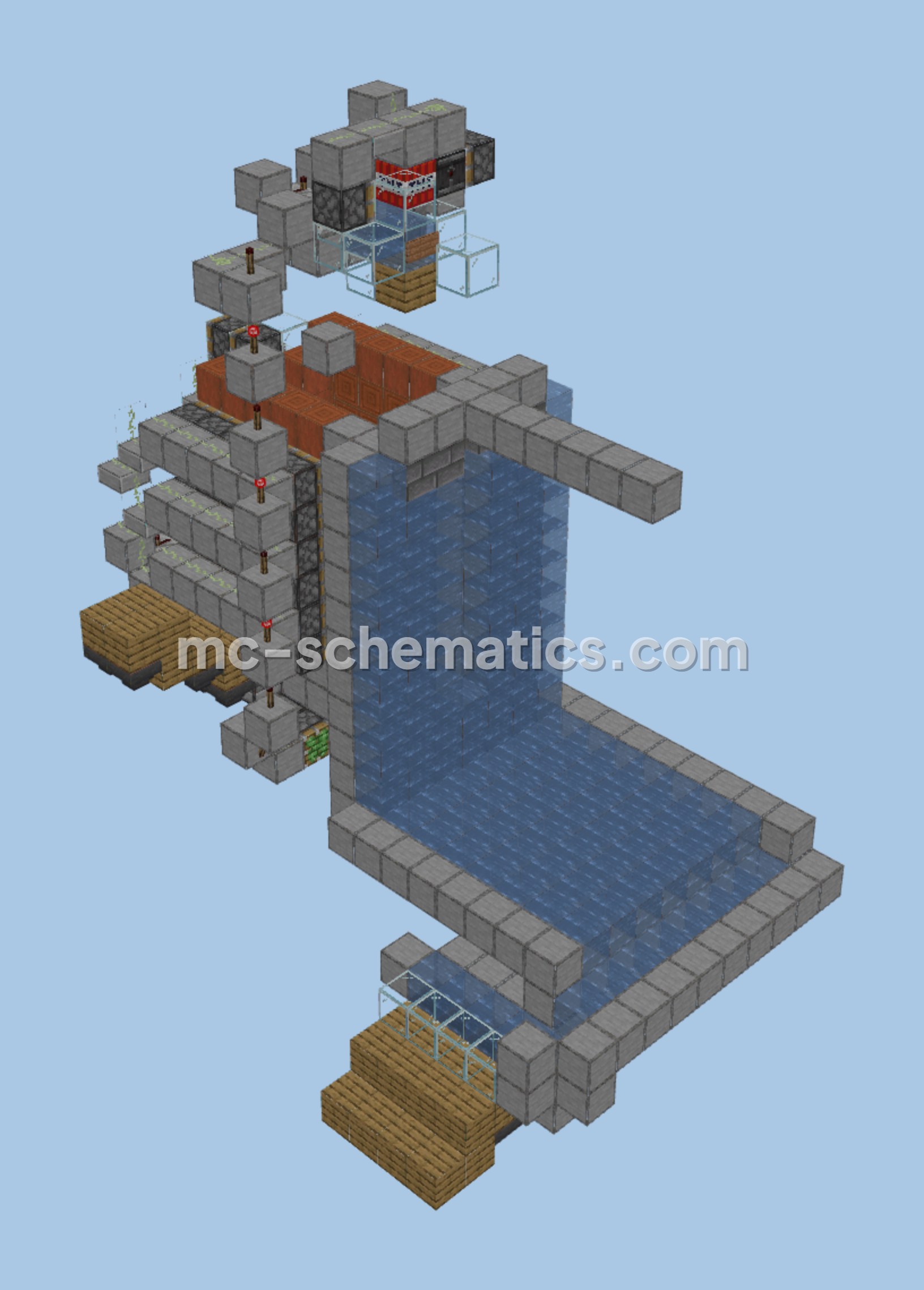 High Efficiency Automatic Wood Farm 20k Items Per Hour Minecraft schematic