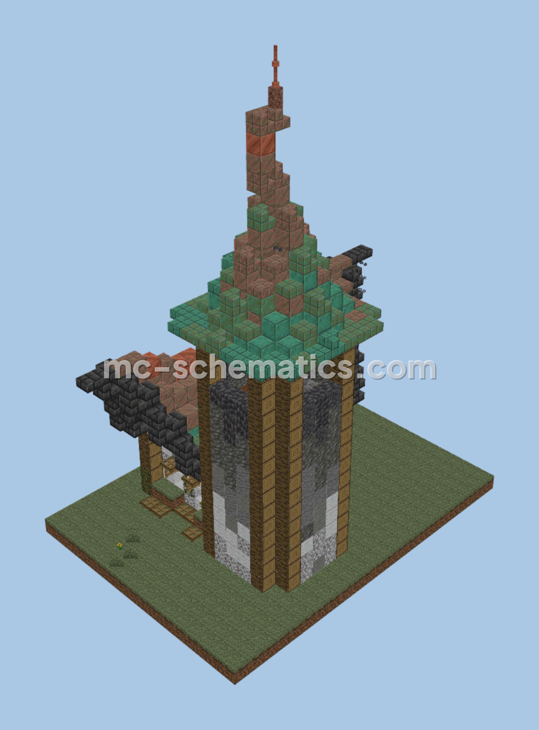 Waxed Copper Roof House Minecraft schematic preview