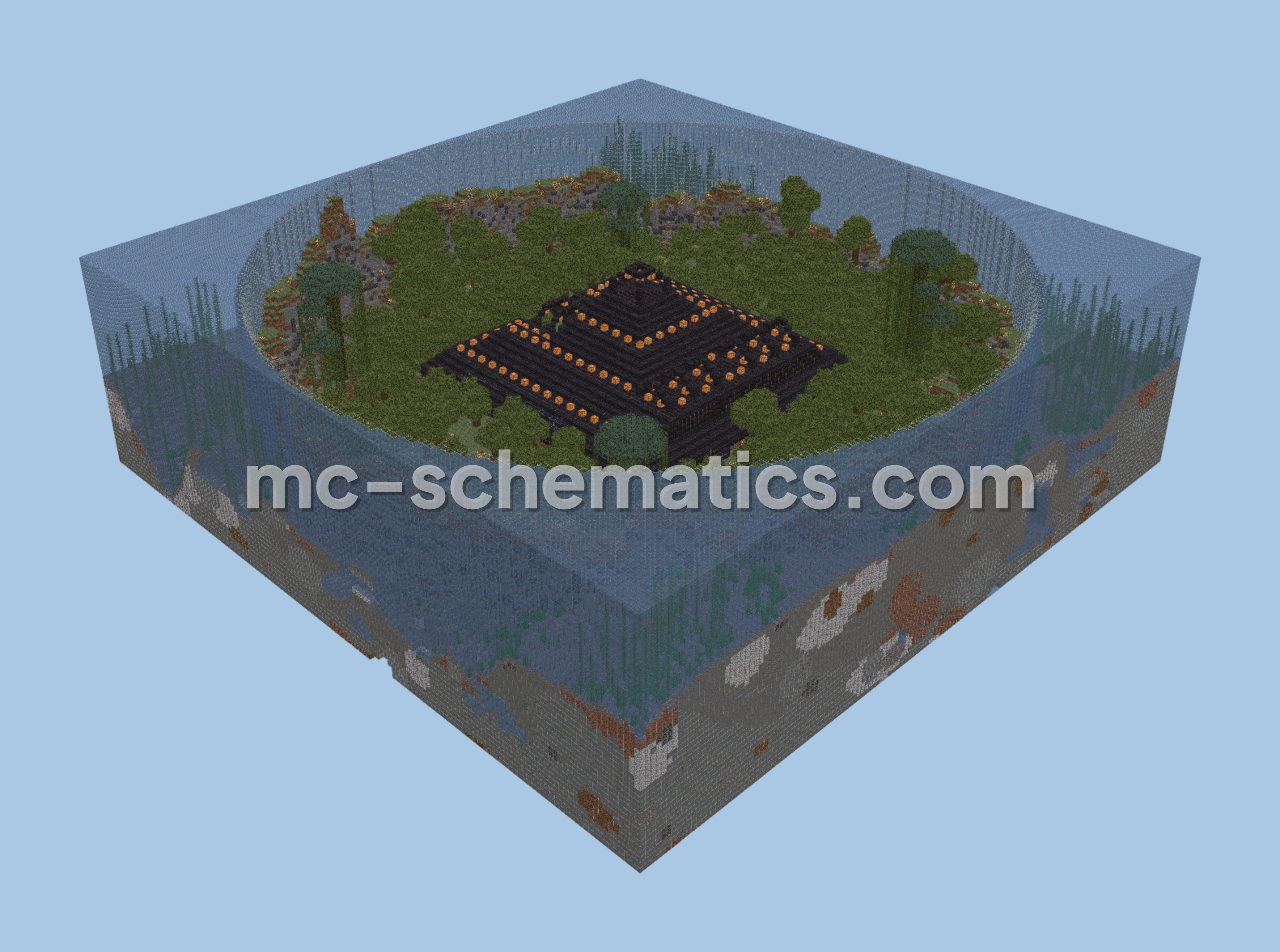 Huge Blackstone Monument Trading Hall Minecraft schematic preview