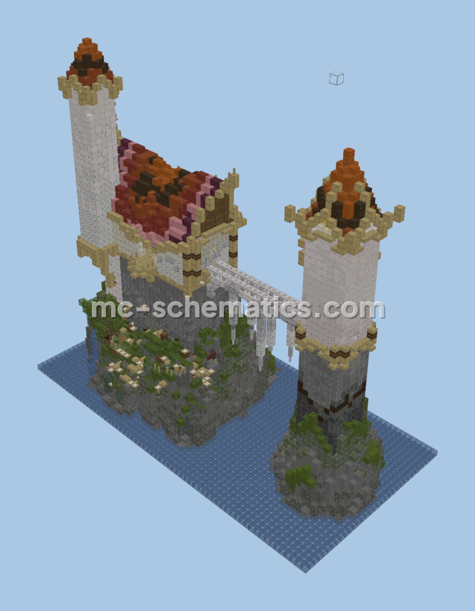 Island Mountain House and Cave Entrance Minecraft schematic preview