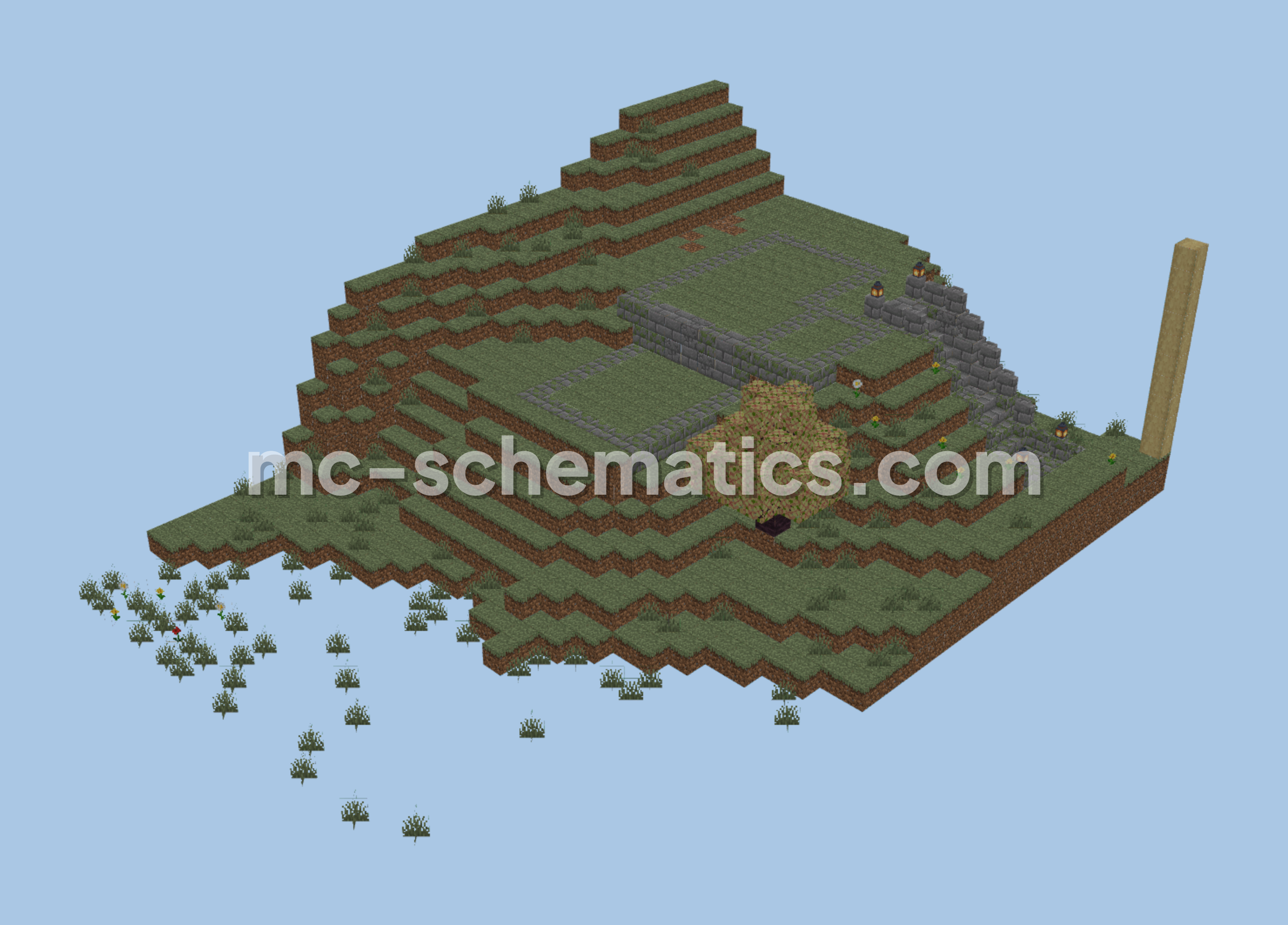 Jack View House Foundation and Terraforming Layout Minecraft schematic