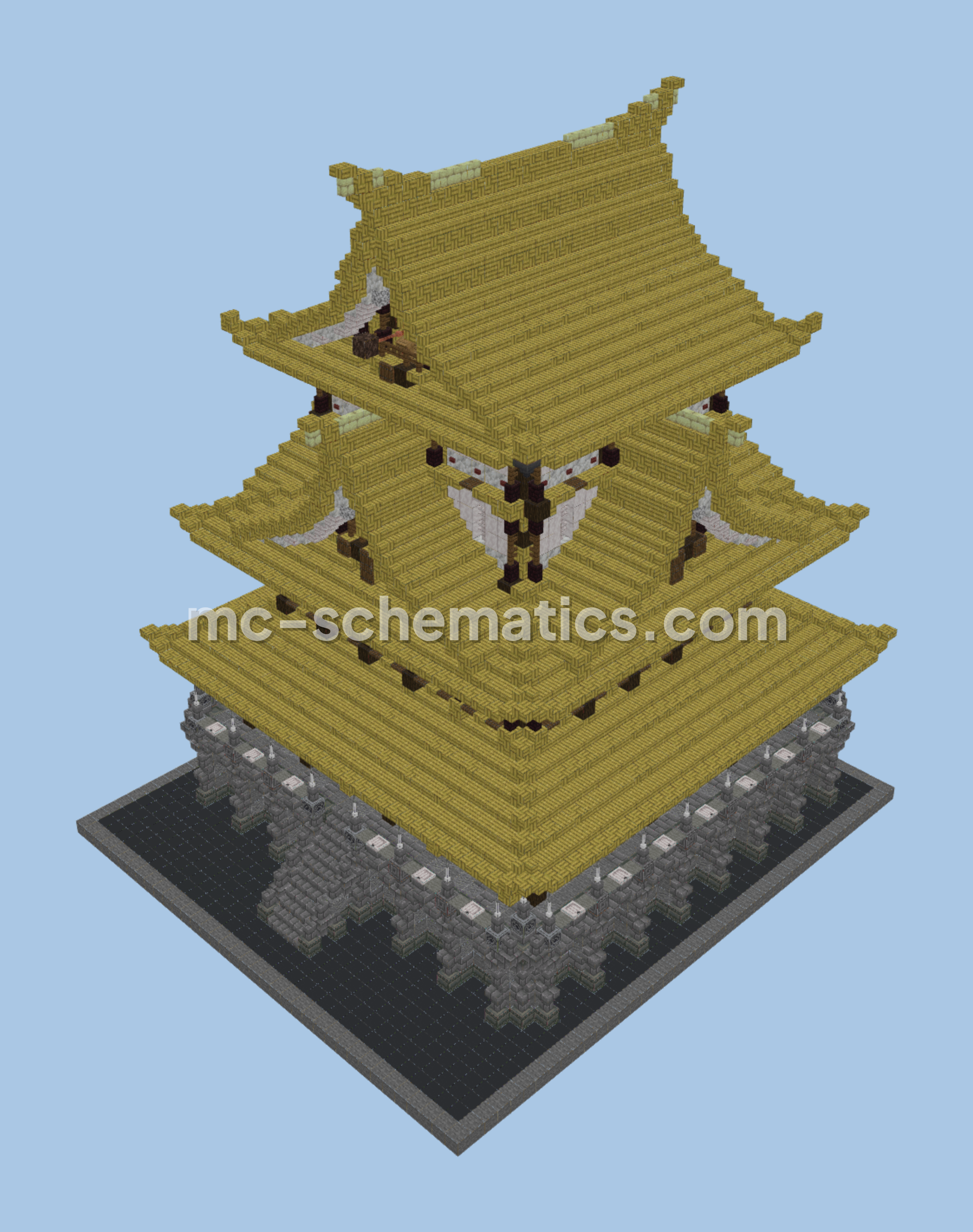 Japanese Bamboo Castle Structure Minecraft schematic preview