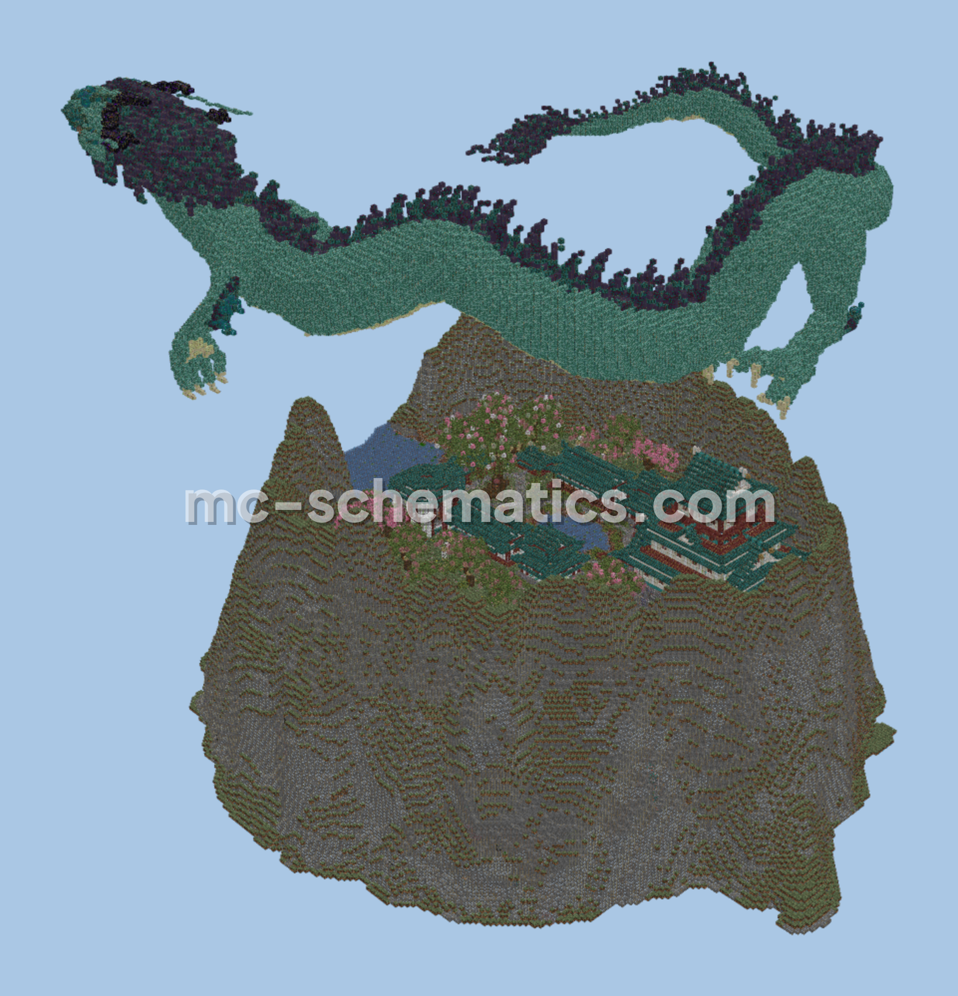 Japanese Dragon Mountain Structure Minecraft schematic preview