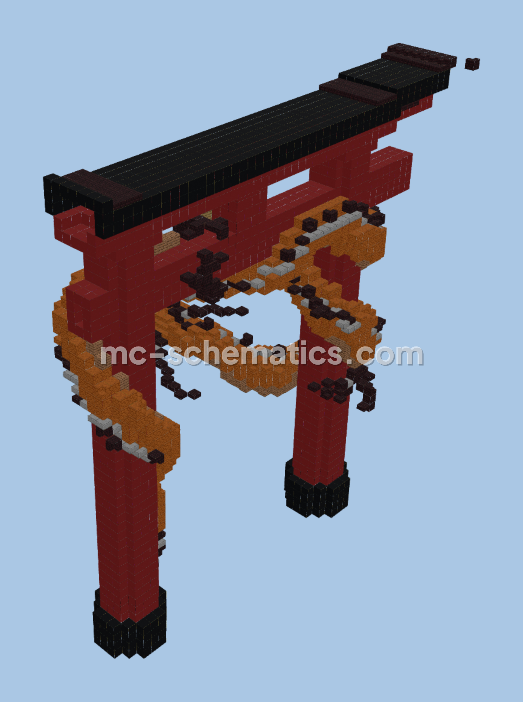 Japanese Dragon Sculpture Minecraft schematic preview