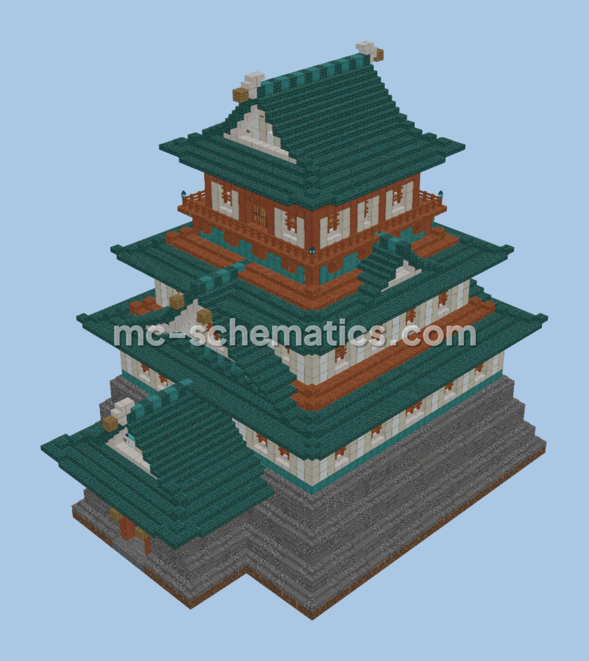 Japanese Fantasy Castle Water Theme Minecraft schematic preview