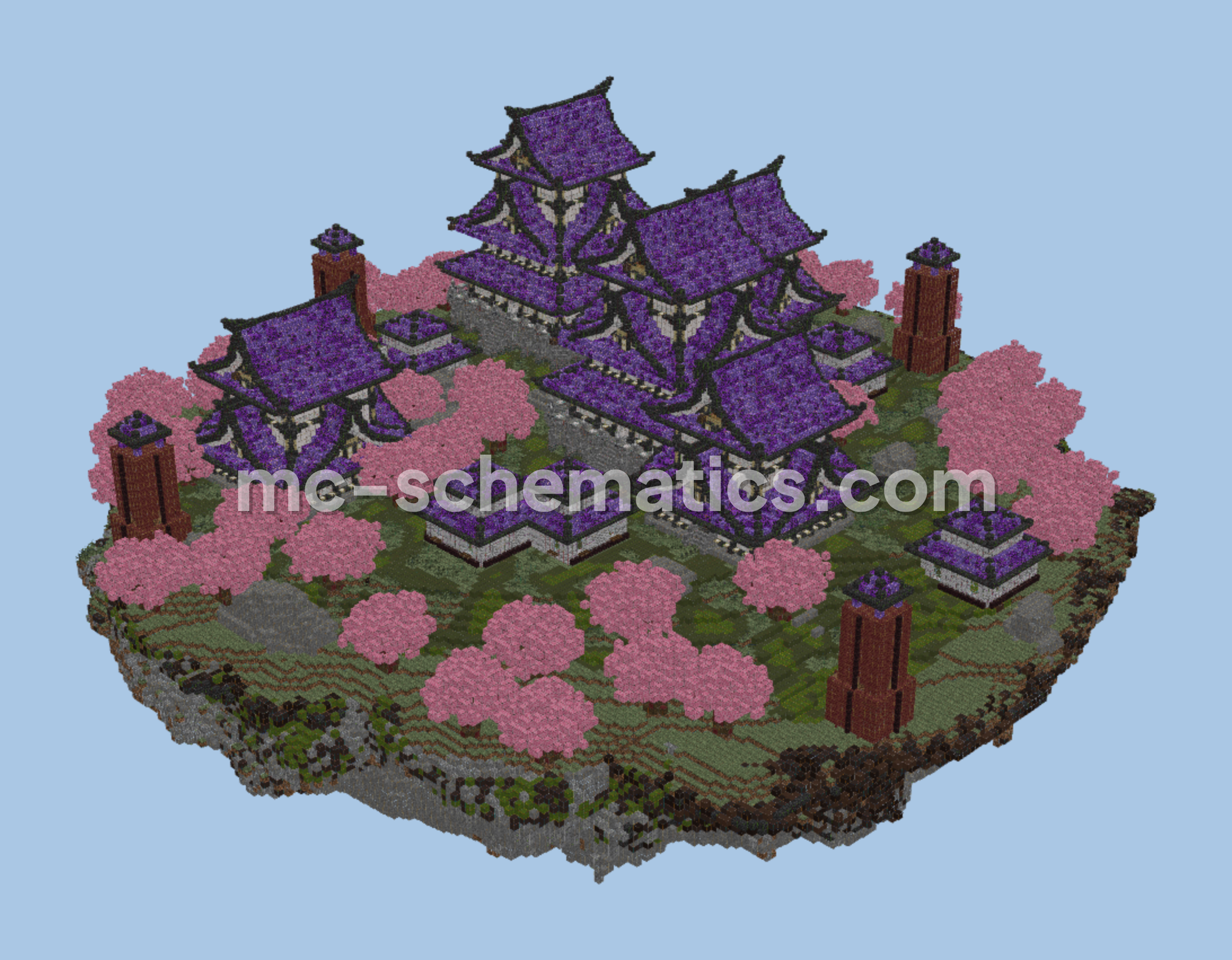 Japanese Floating Island Amethyst Build Minecraft schematic