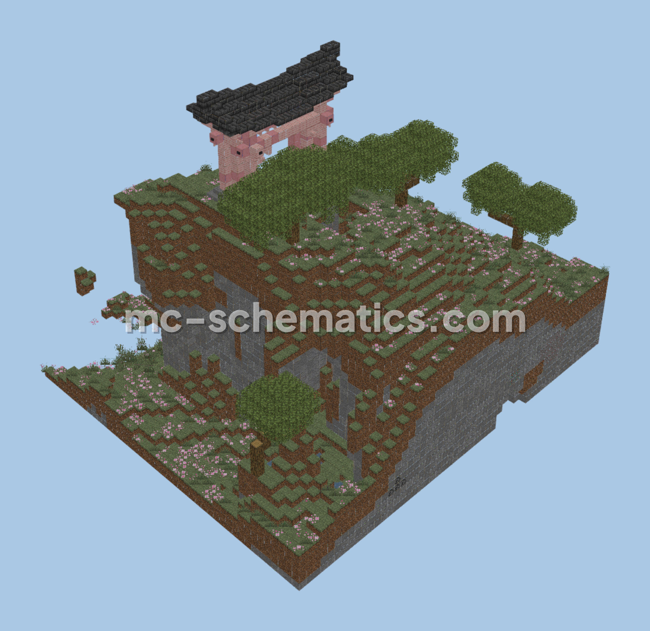 Japanese Hillside Torii Gate Structure Minecraft schematic preview