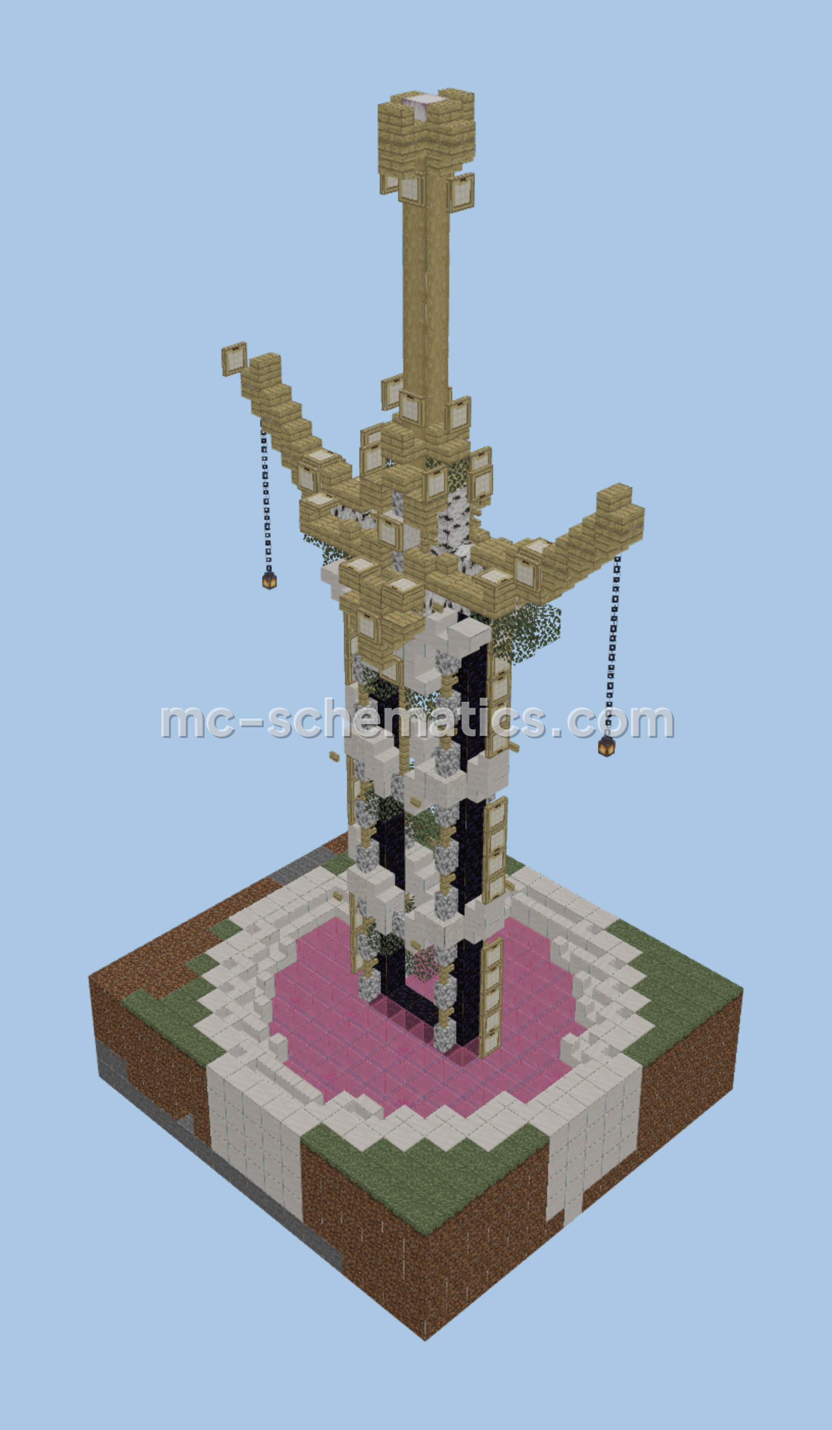 Japanese Katana Inspired Cherry Blossom Nether Portal Minecraft schematic