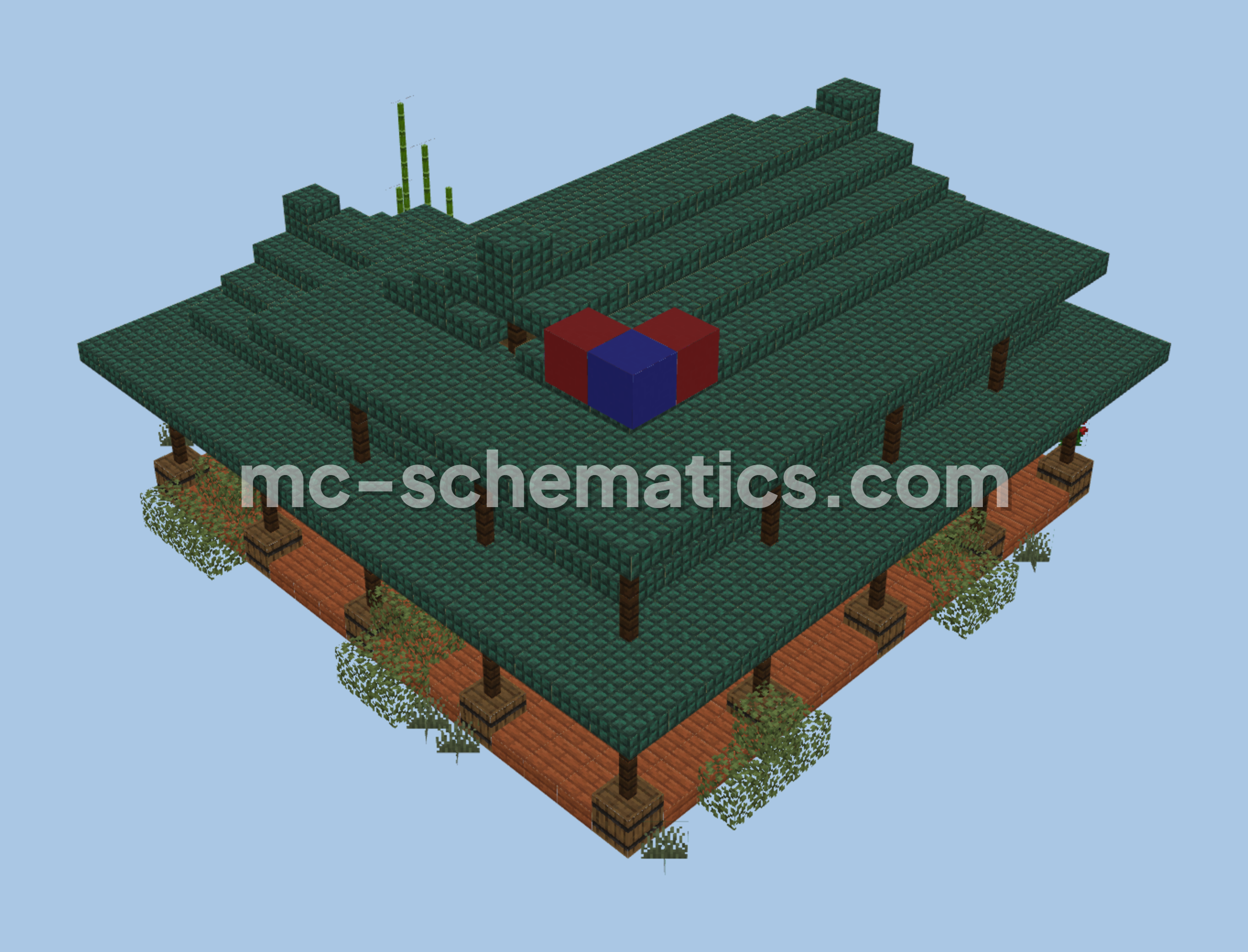 Japanese House With Dark Prismarine Minecraft schematic preview
