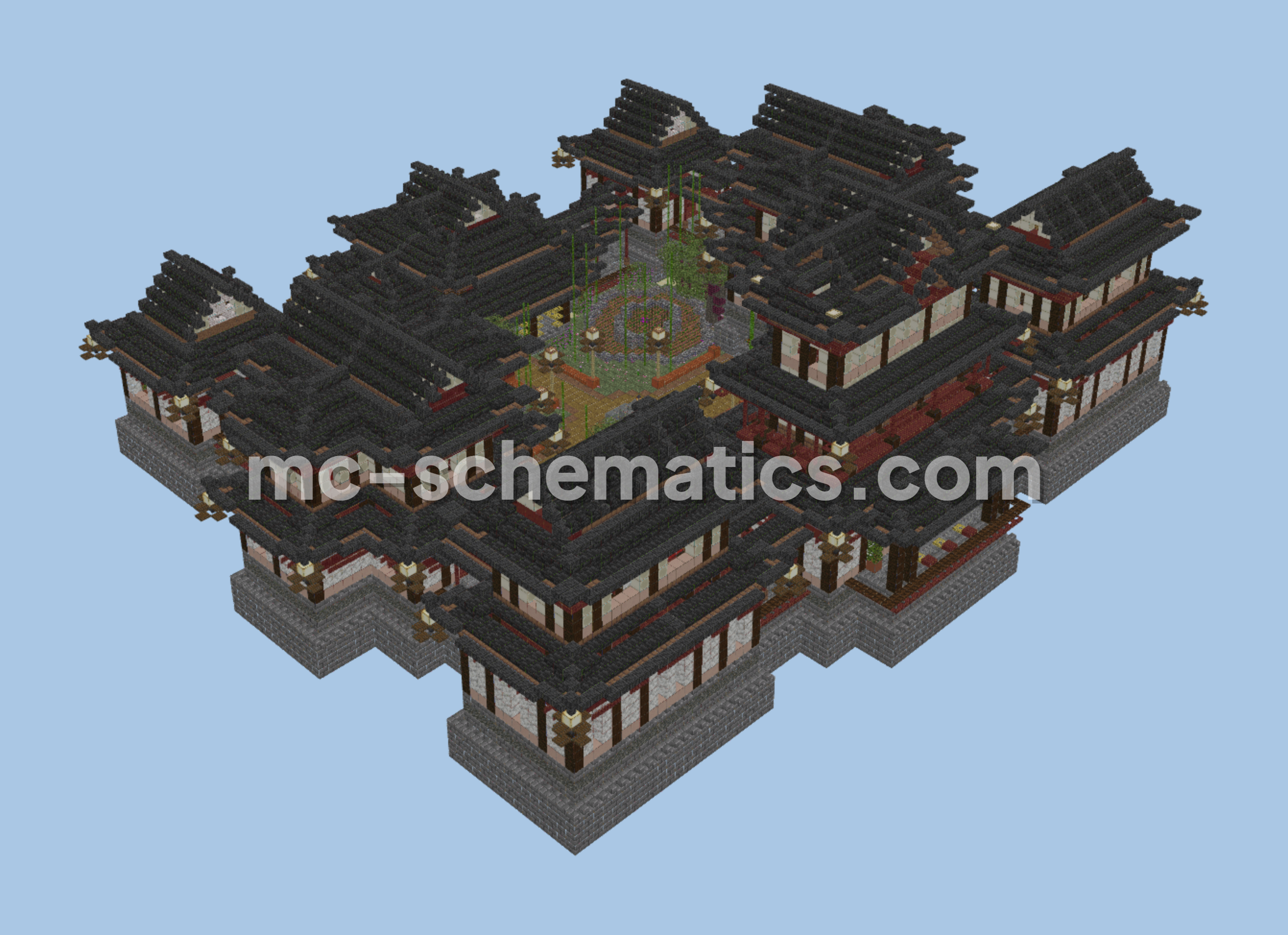 Japanese Style Temple Exterior Minecraft schematic preview