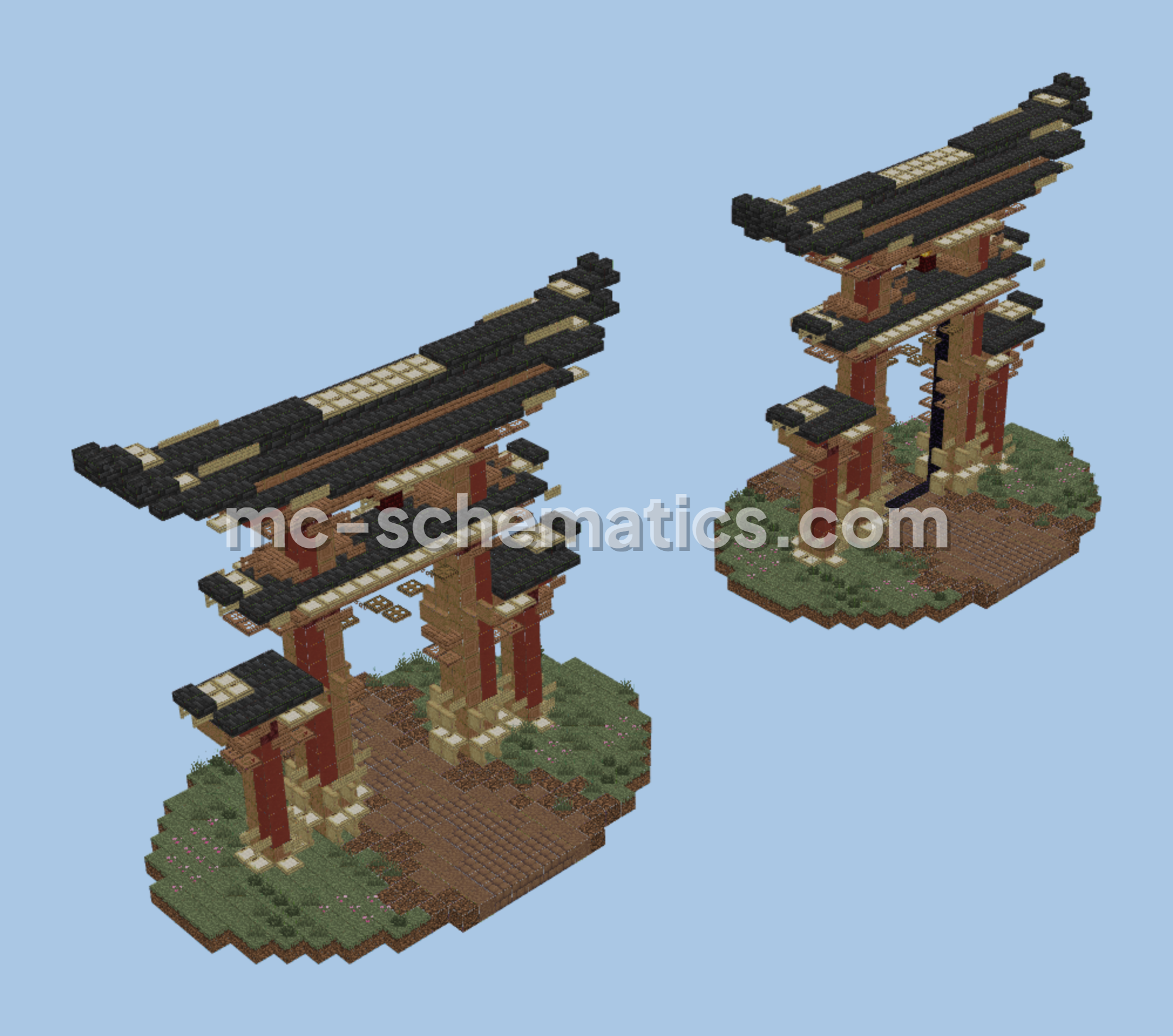 Japanese Torii Nether Portal Minecraft schematic preview