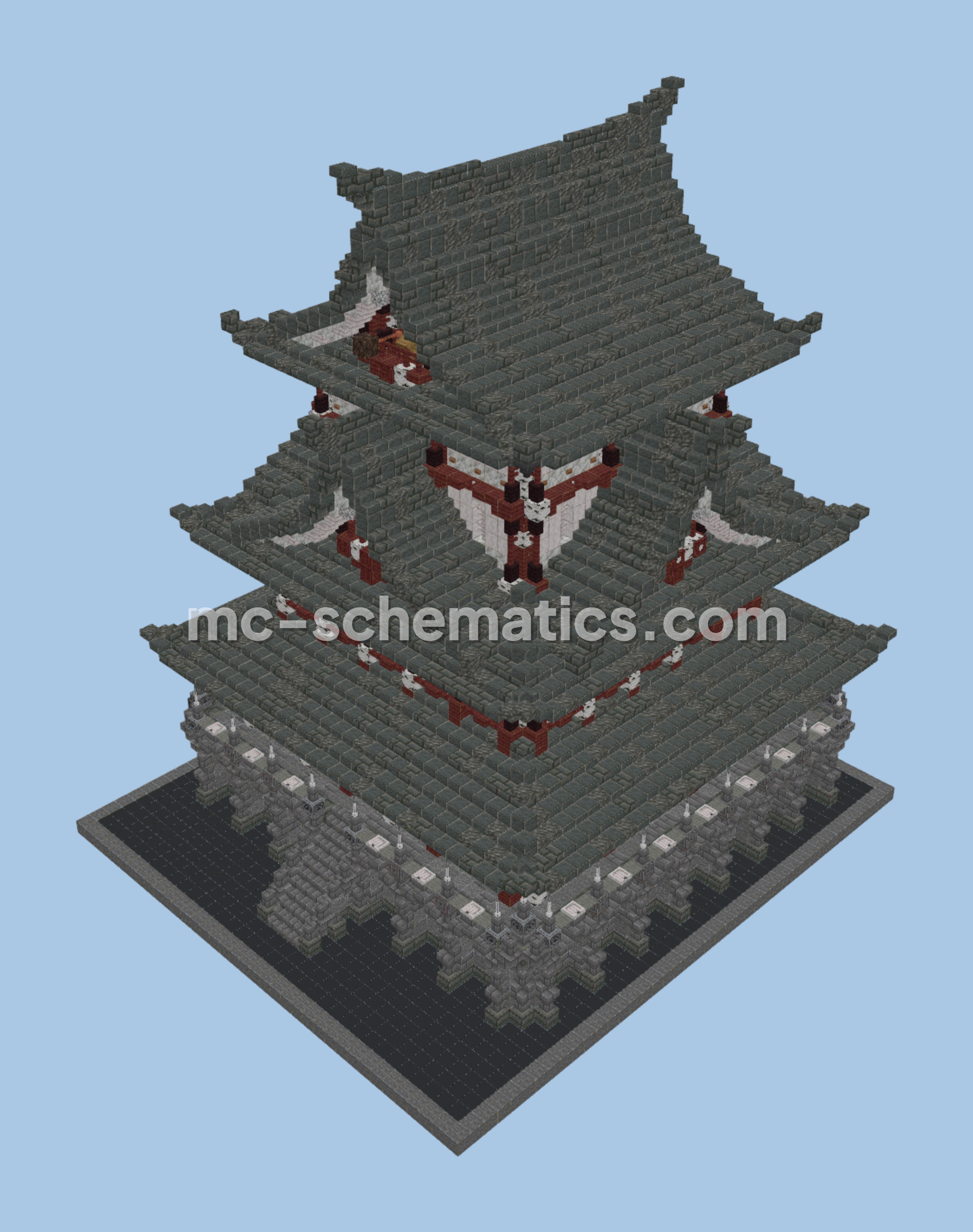 Japanese Tuff Bricks Castle Minecraft schematic preview
