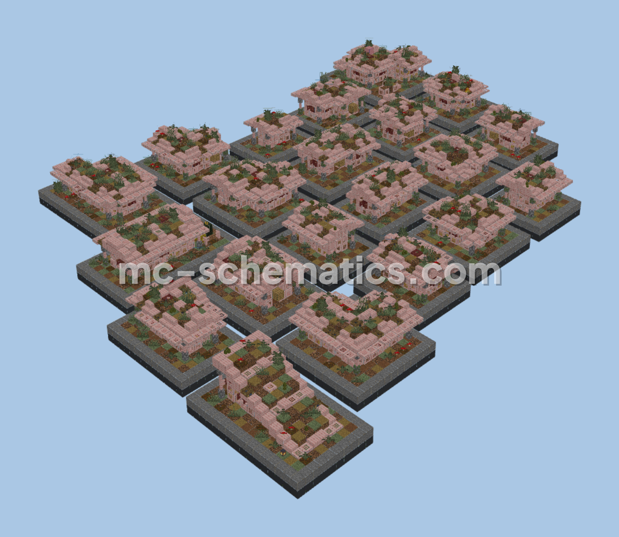 Japanese Village Houses Minecraft schematic preview