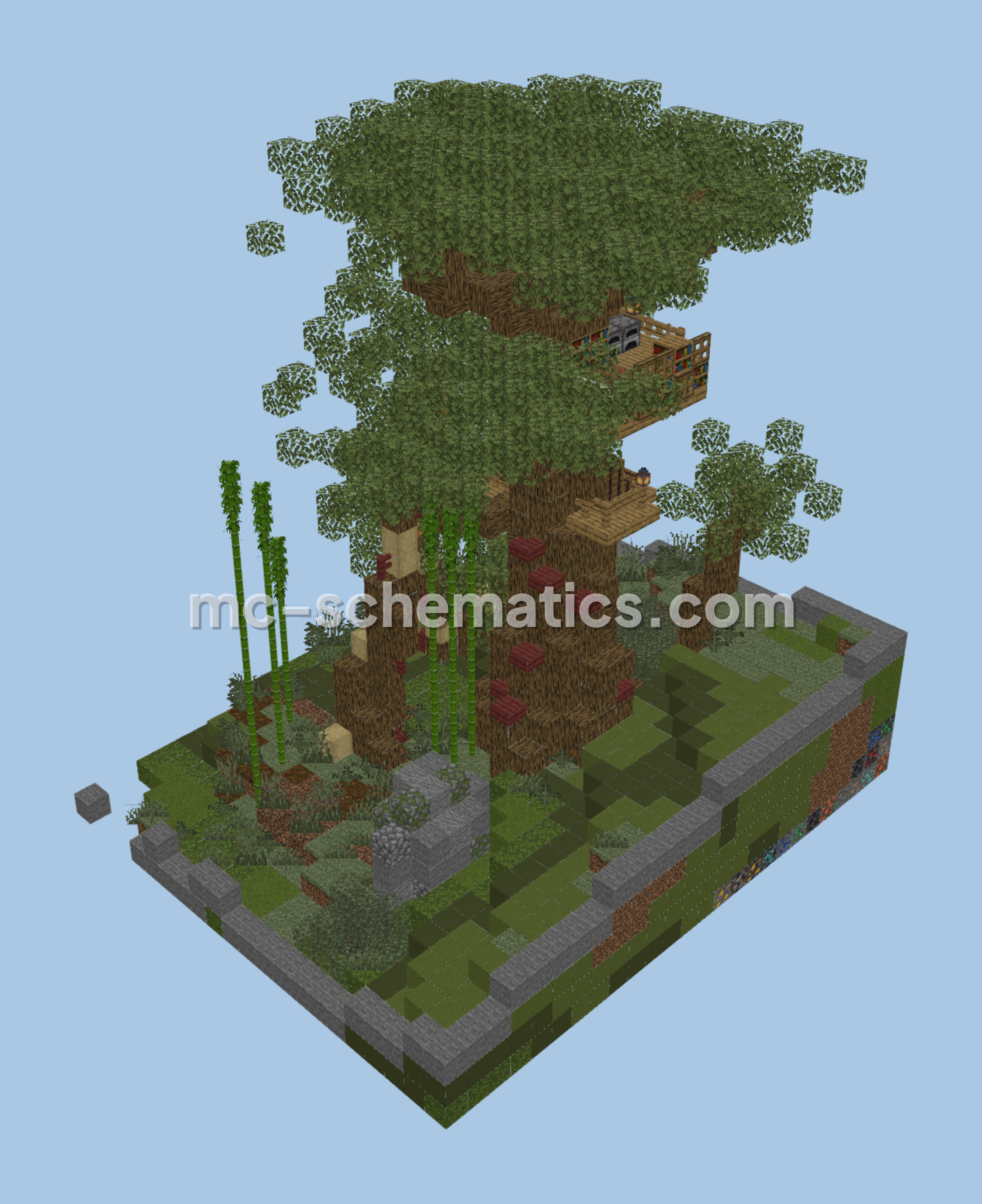 Jungle Treehouse - Large Natural Home Minecraft schematic preview