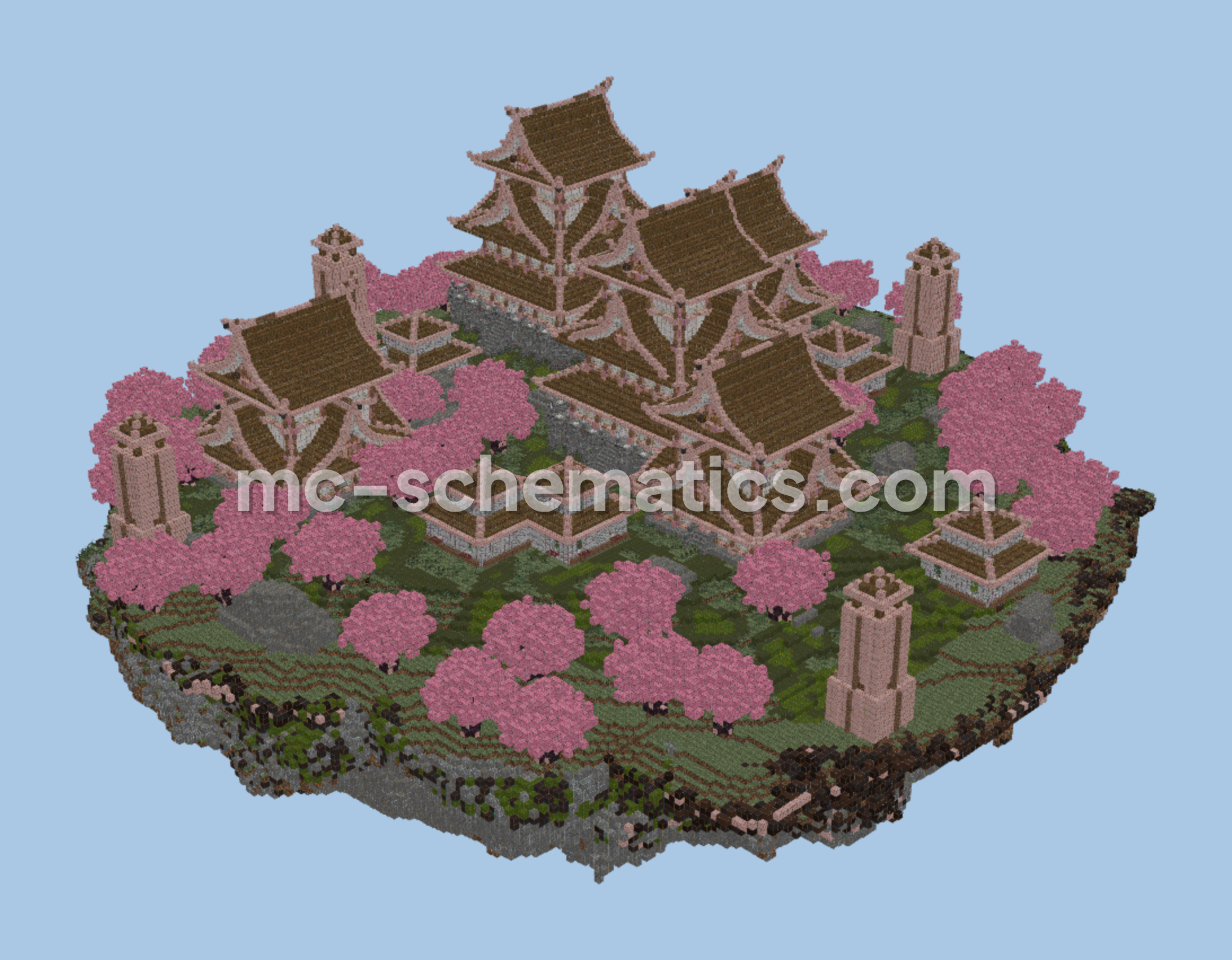 Jungle Wood Castles Japanese Floating Island Minecraft schematic