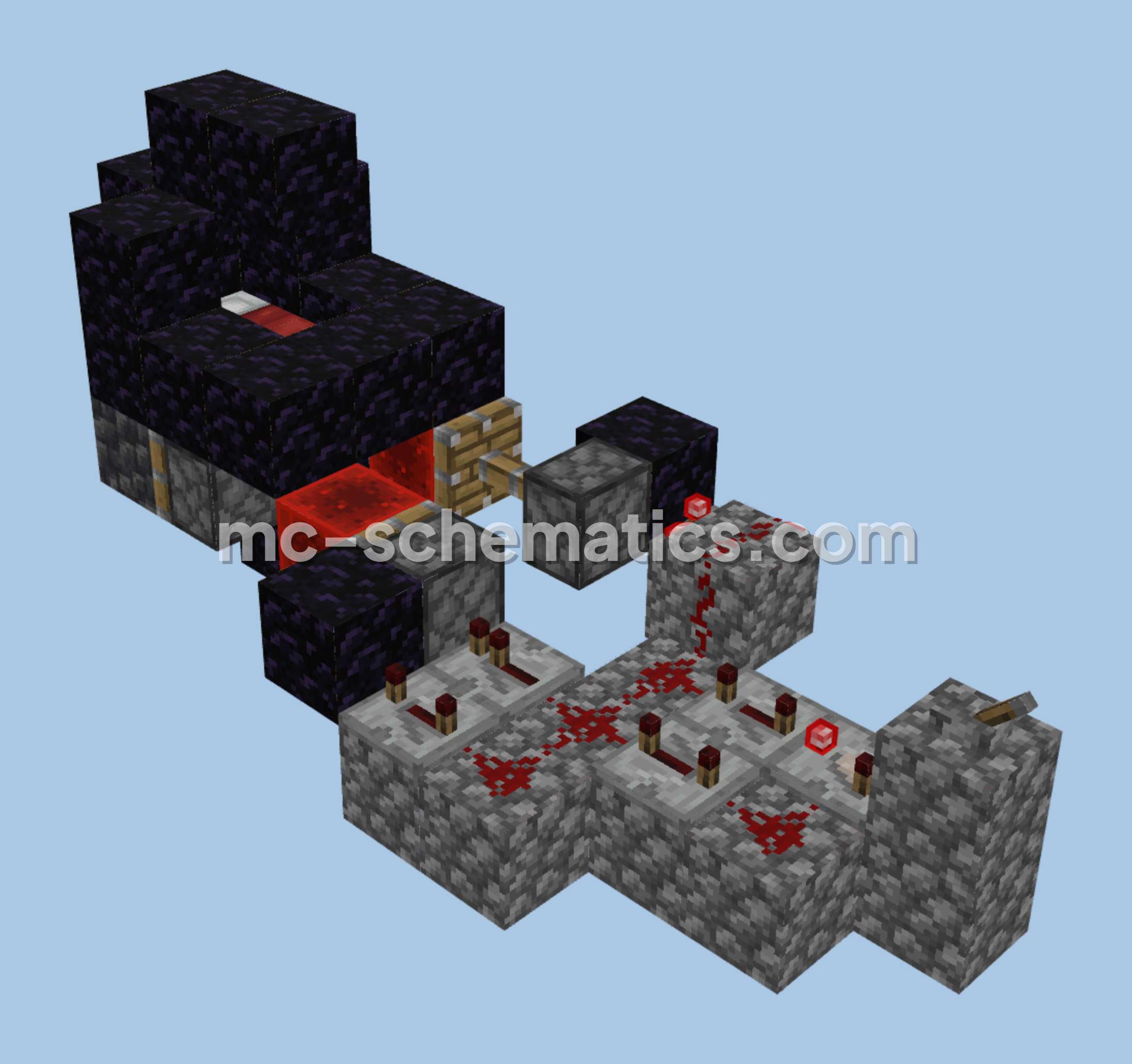 Lagproof Hackerproof Bed Trap Contraption Minecraft schematic preview