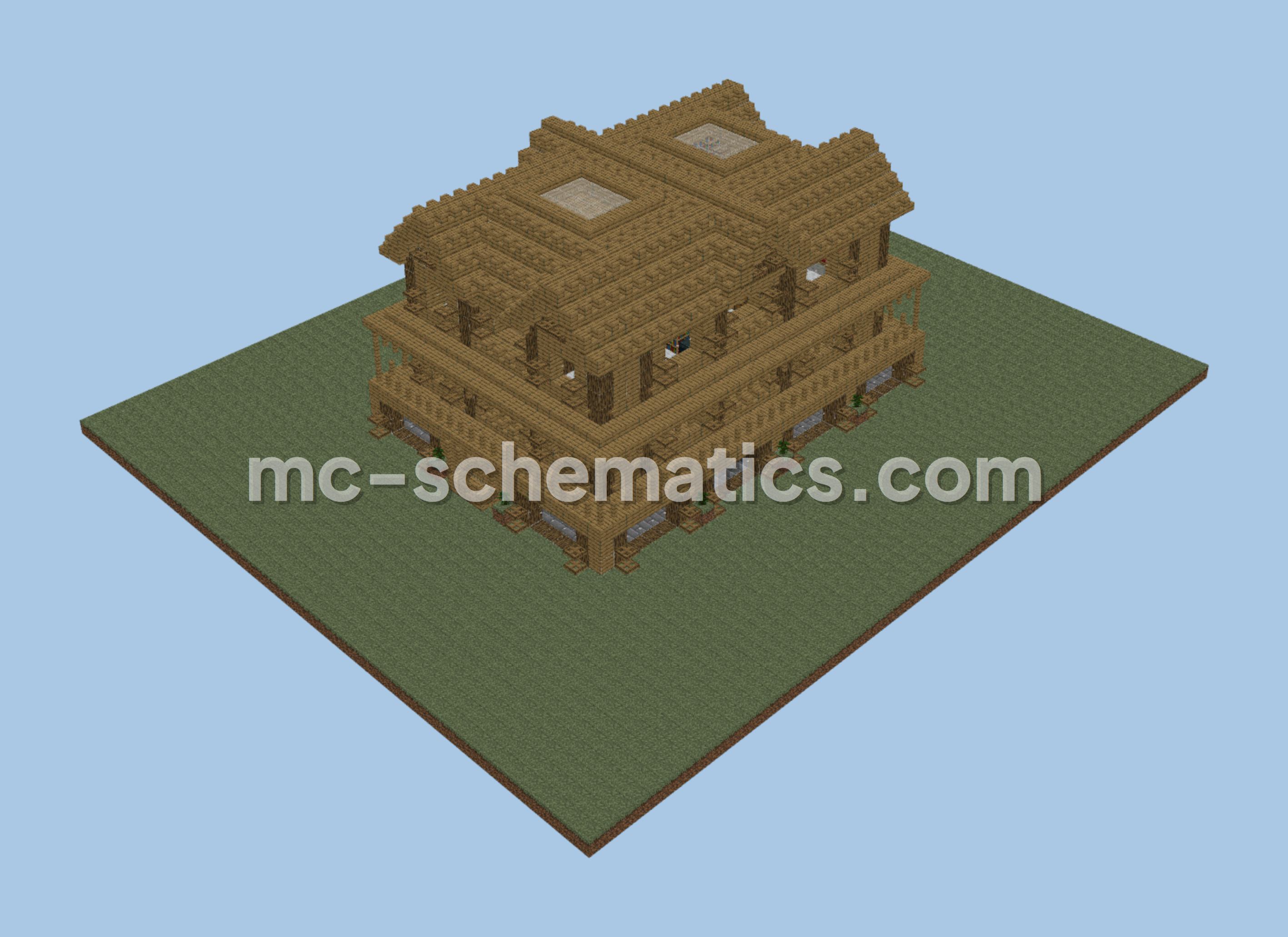 Large Wooden Mansion Build Minecraft schematic preview