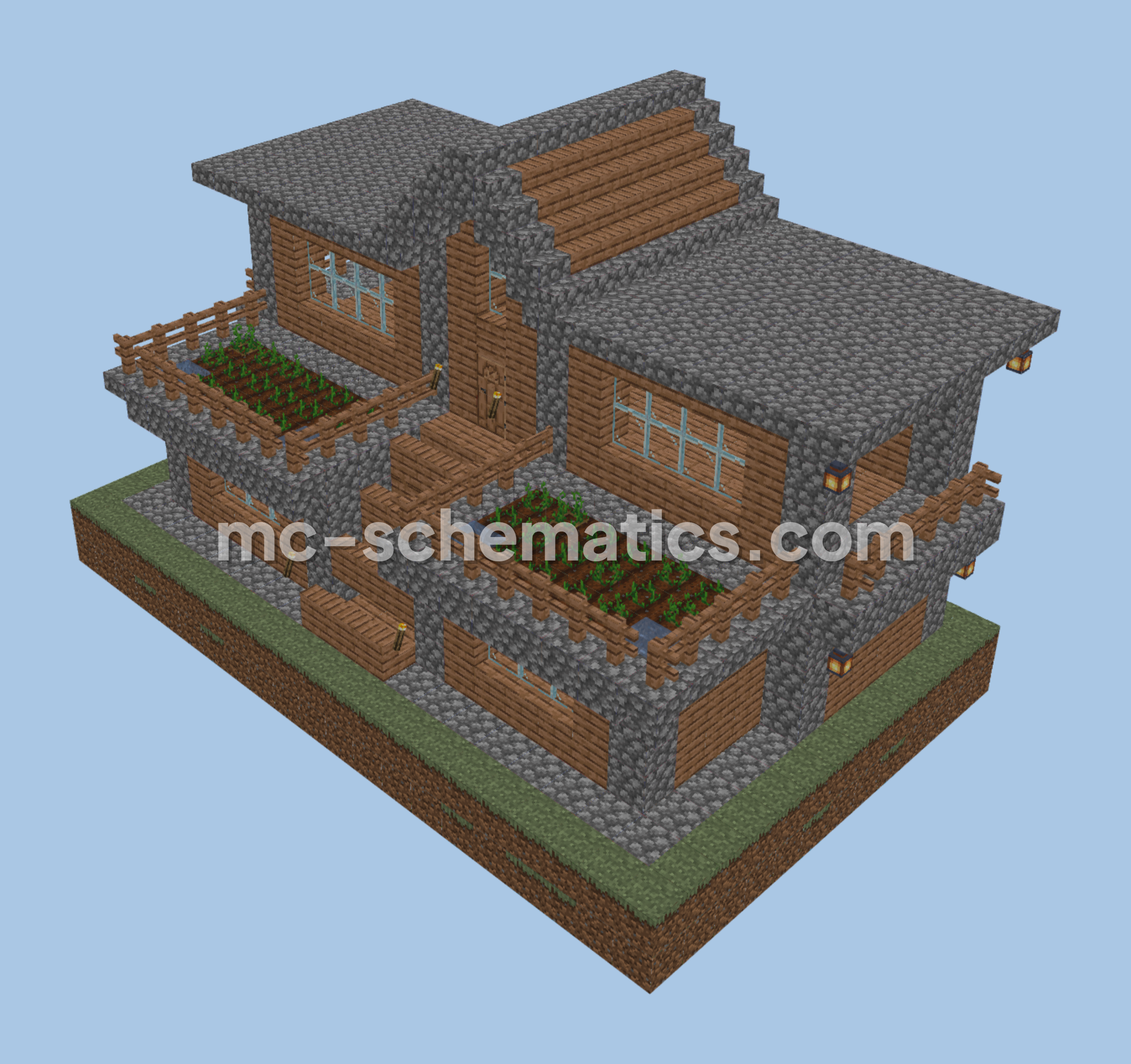 Spacious Two-Story Wooden Survival Home Minecraft schematic