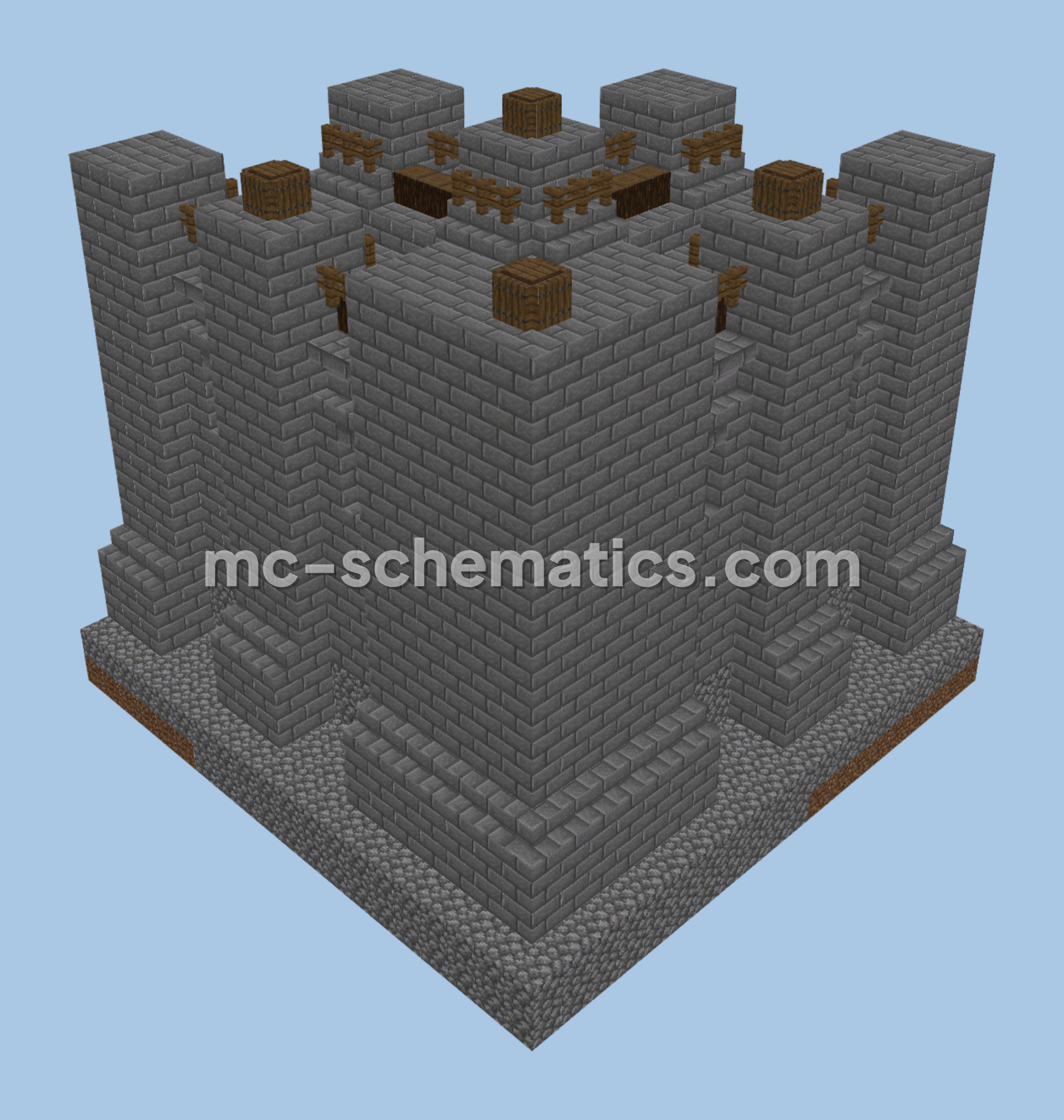 Leniland Fortress Corner Wall Section Minecraft schematic preview
