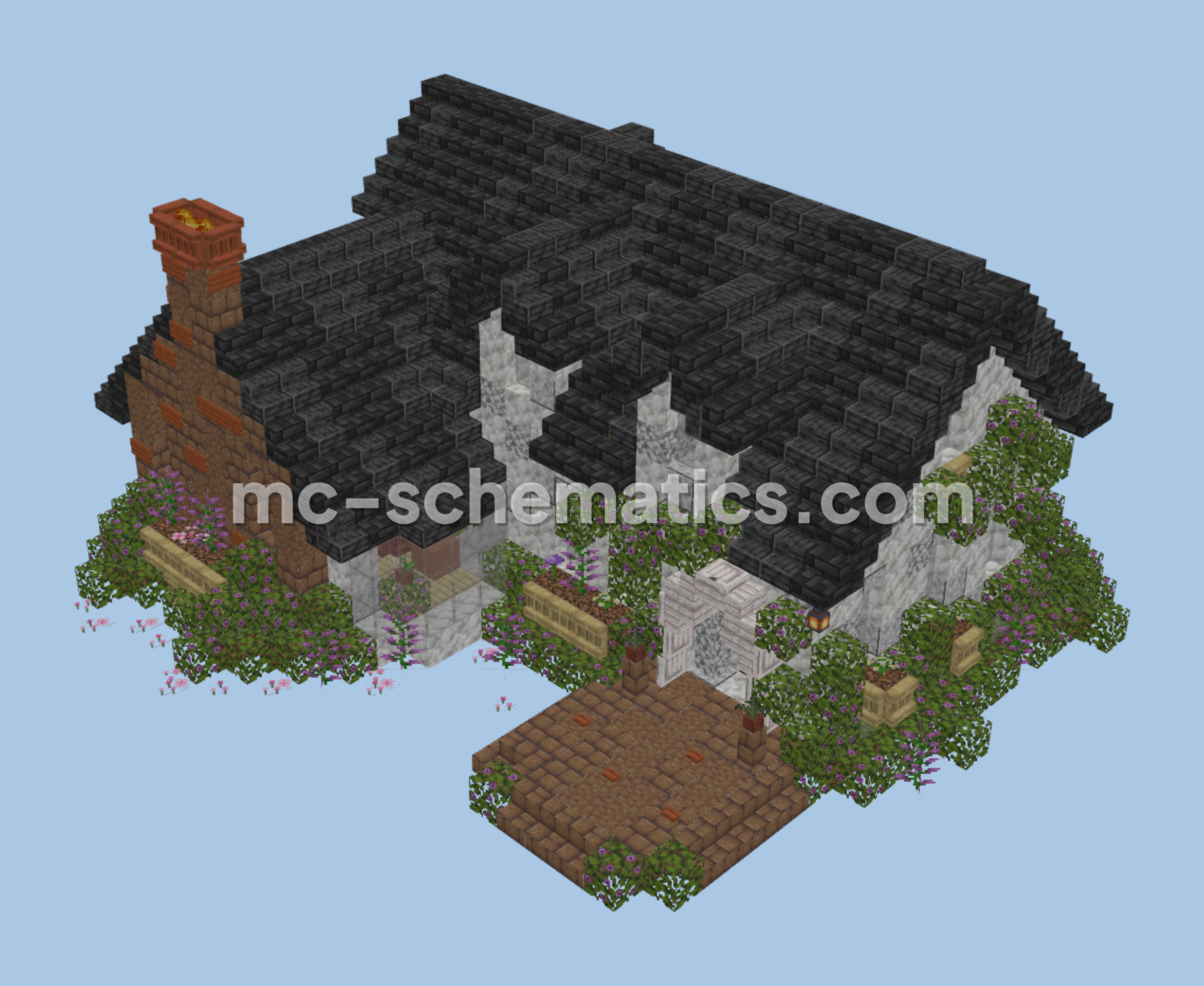 Lilac Cottage House Minecraft schematic preview
