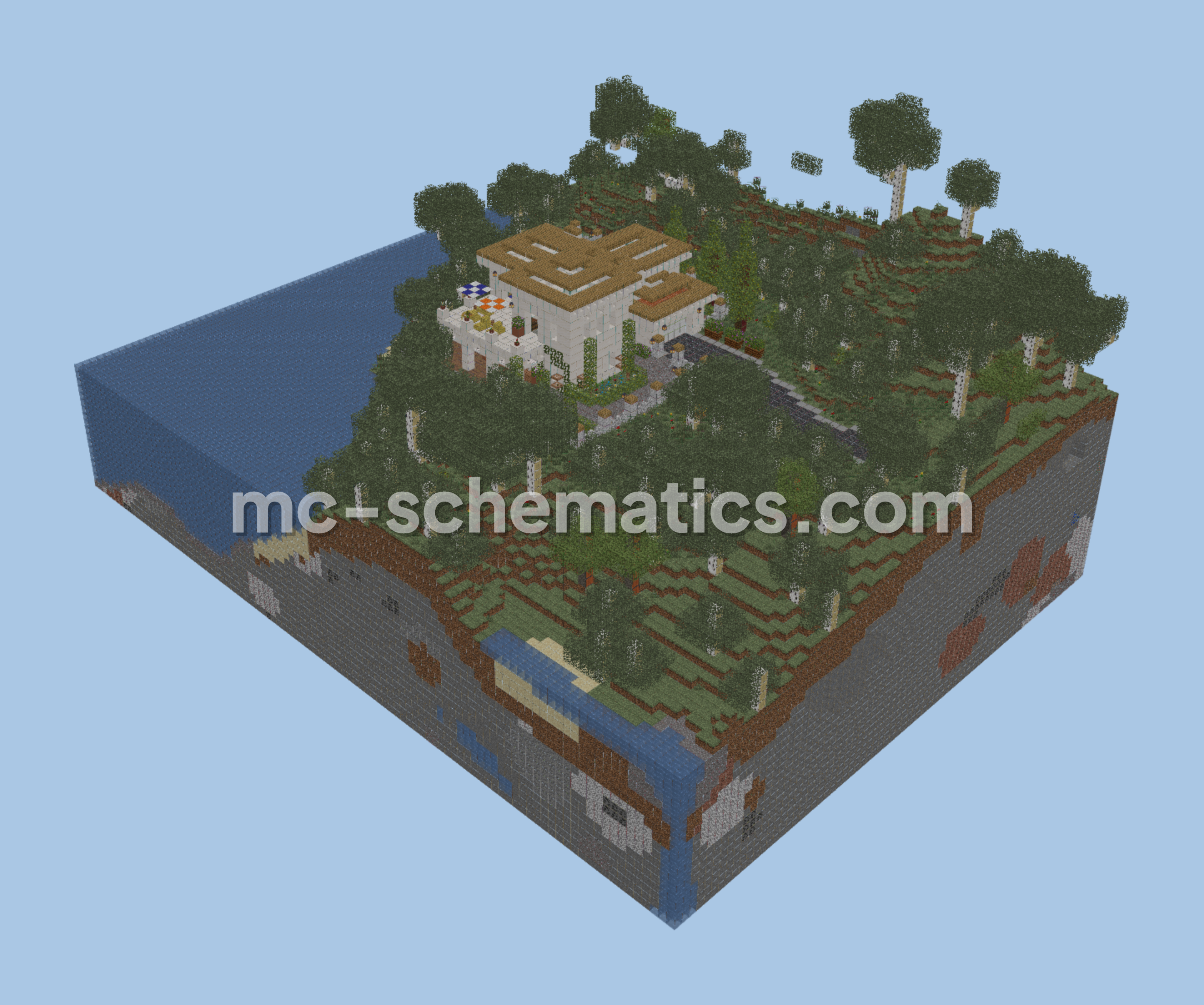 Luxury Waterfront Villa Minecraft schematic preview