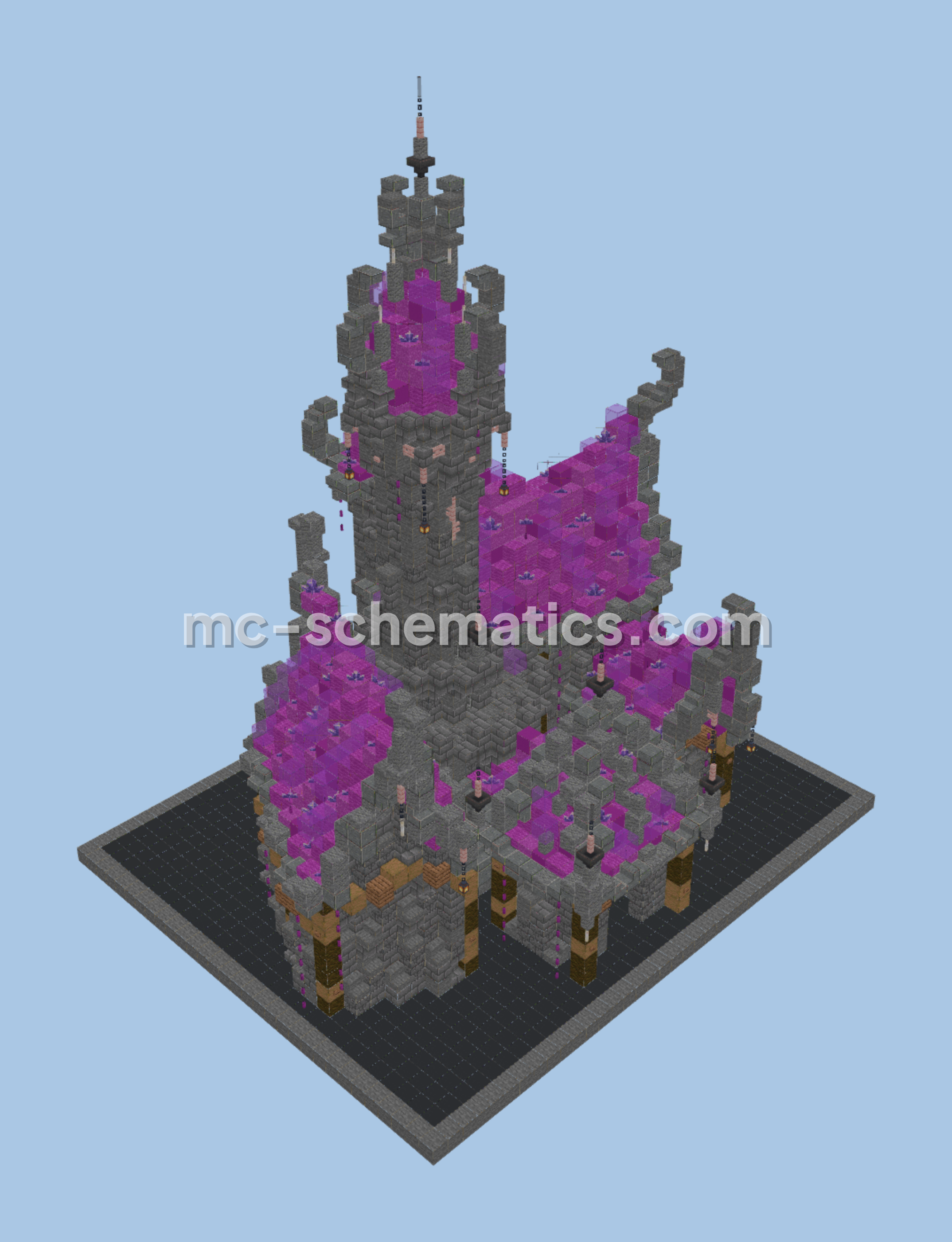 Magenta Medieval Fantasy Castle Build Minecraft schematic