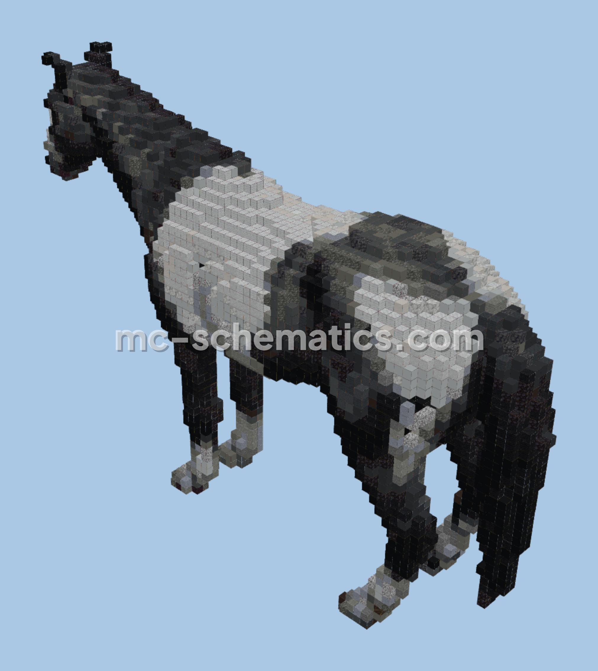Majestic Black and White Horse Statue Minecraft schematic preview