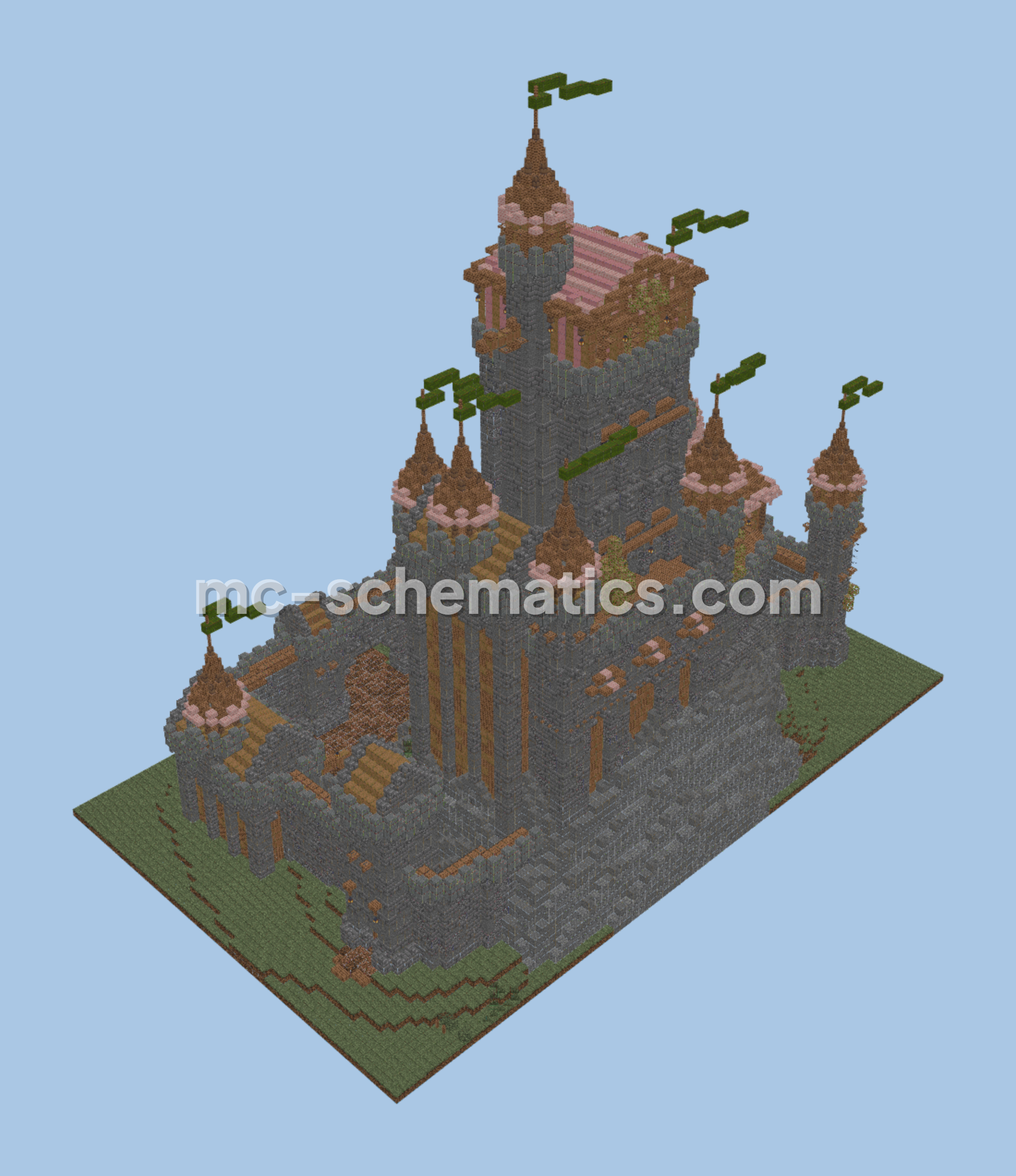 Majestic Mountain Medieval Castle Minecraft schematic preview
