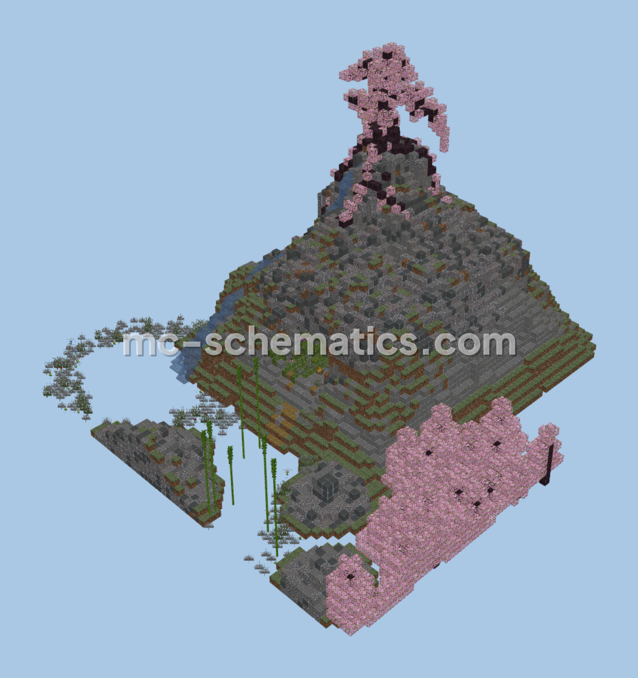Majestic Mountain Waterfall Scenery Minecraft schematic preview
