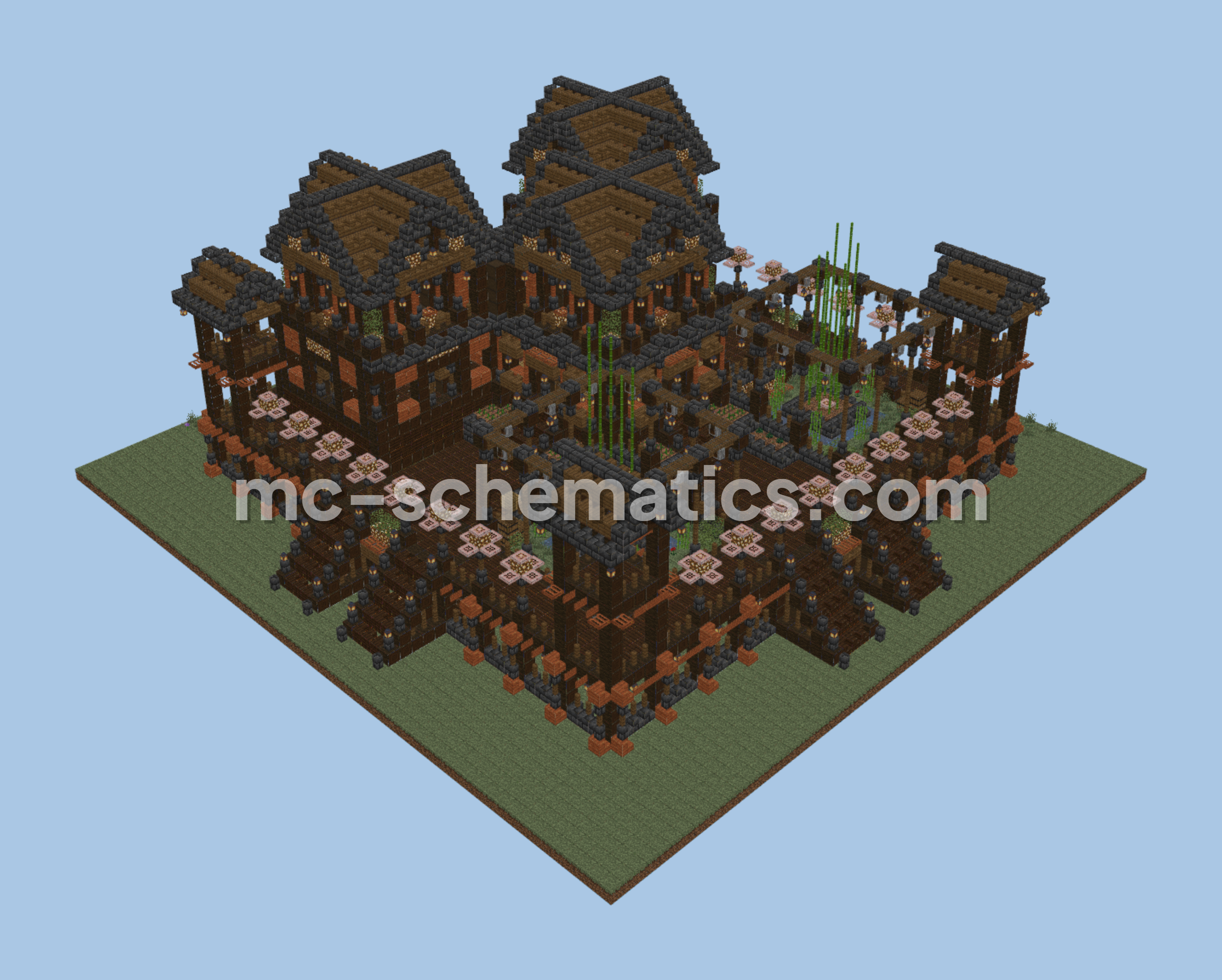 Massive Dark Oak Medieval Mansion Minecraft schematic preview