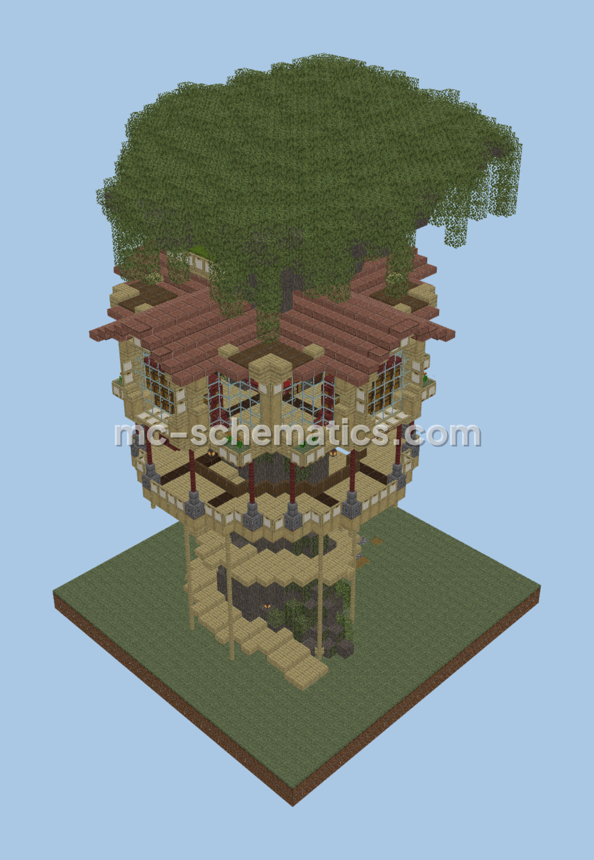 Massive Jungle Treehouse Survival Base Minecraft schematic preview