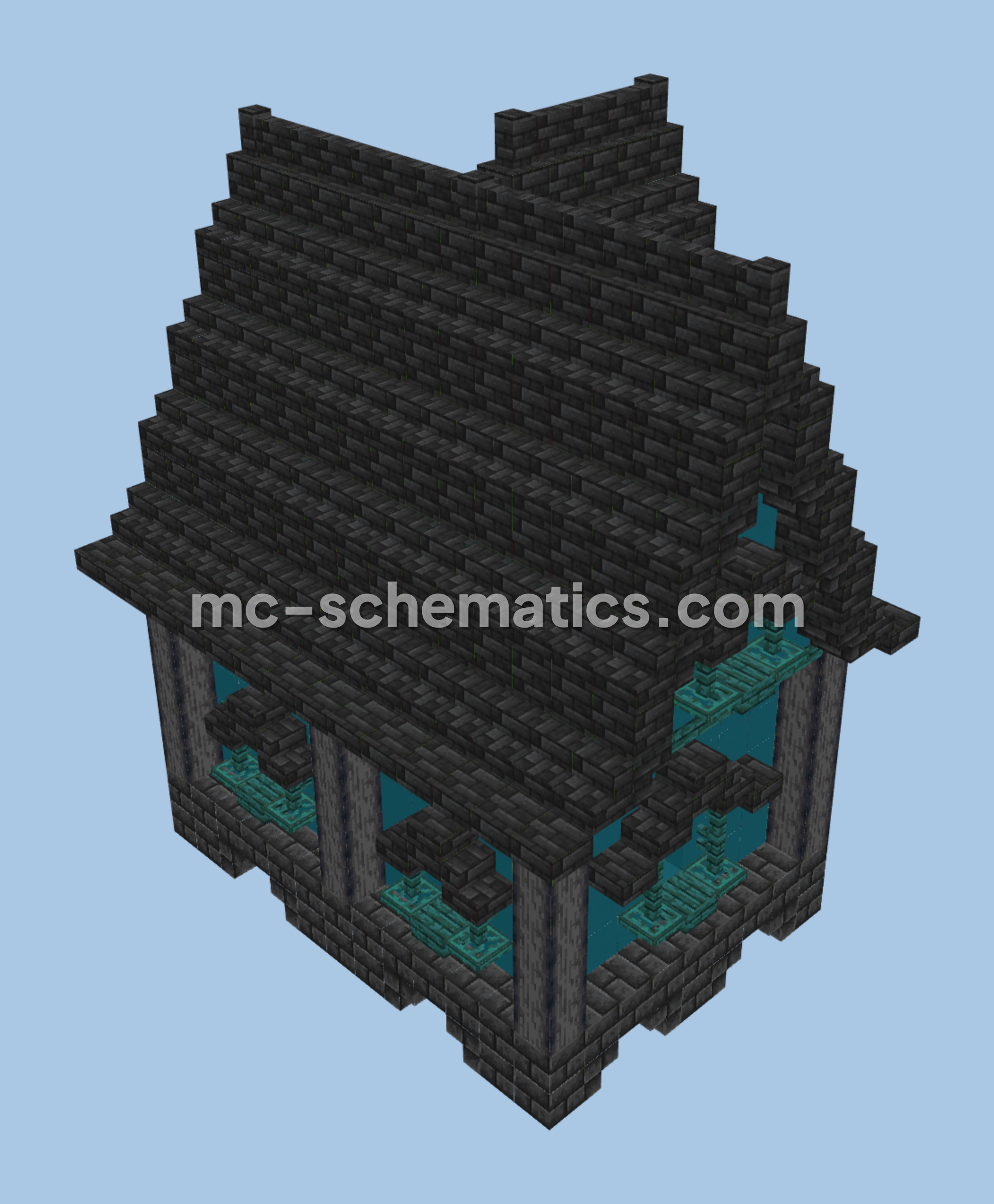 Medieval Blue House with Interior Minecraft schematic preview