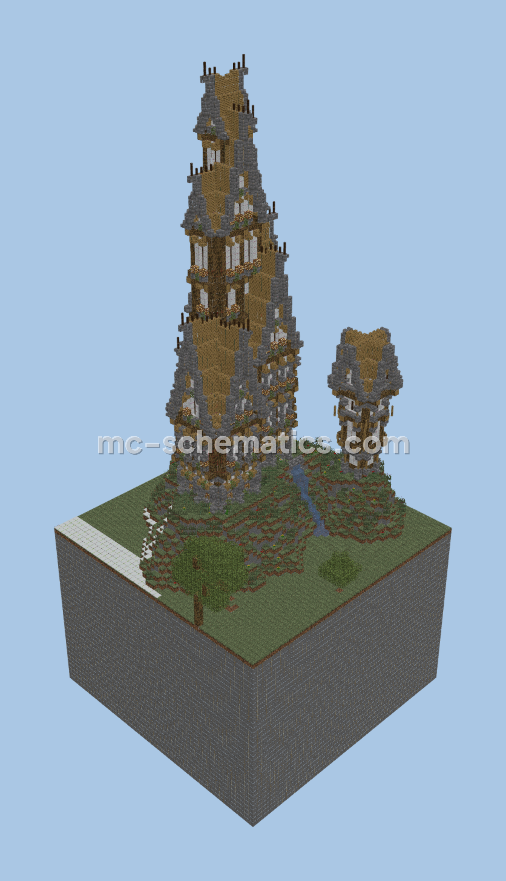 Oak Terracotta Medieval Castle Minecraft schematic preview