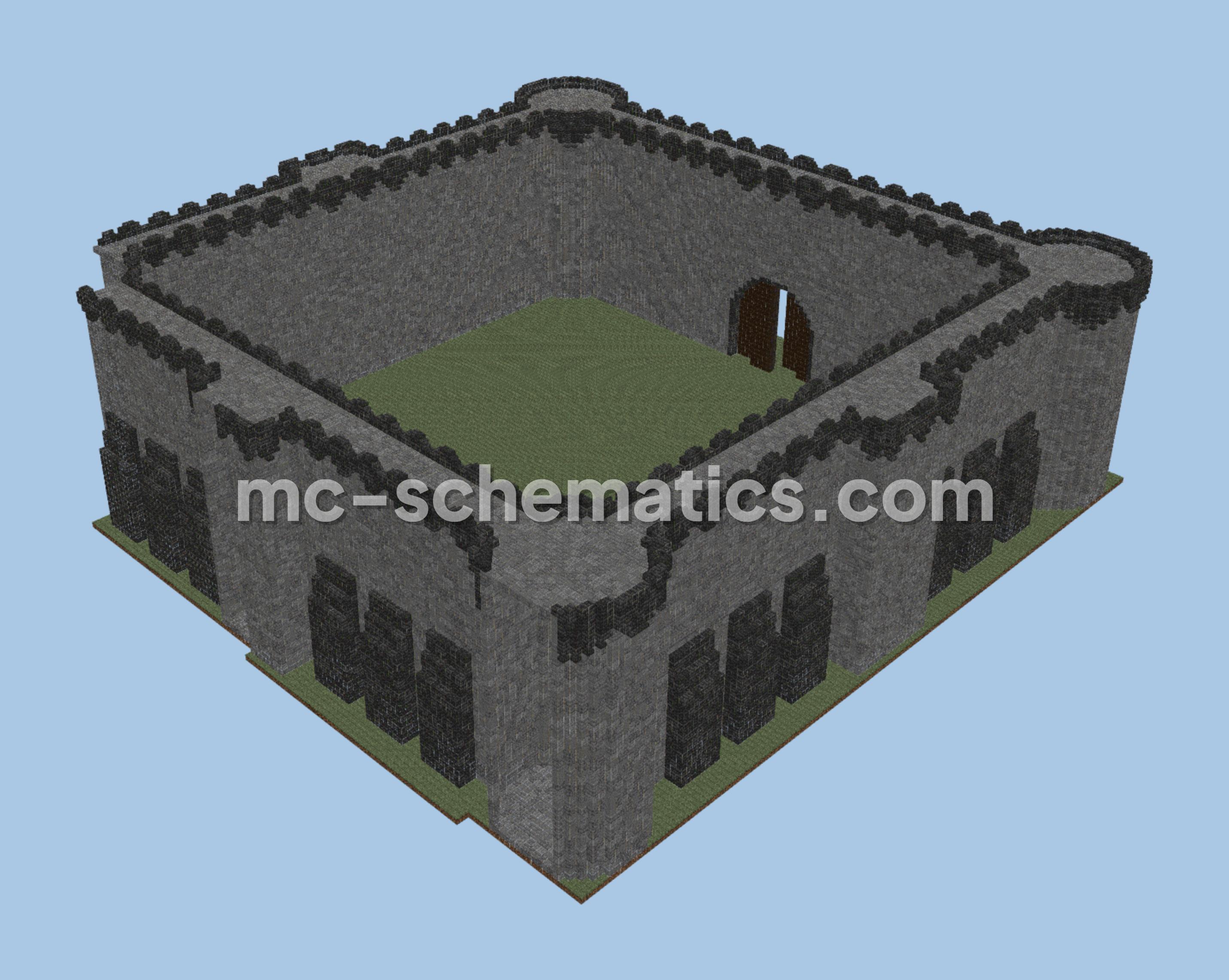 Medieval Castle Wall Section Minecraft schematic preview