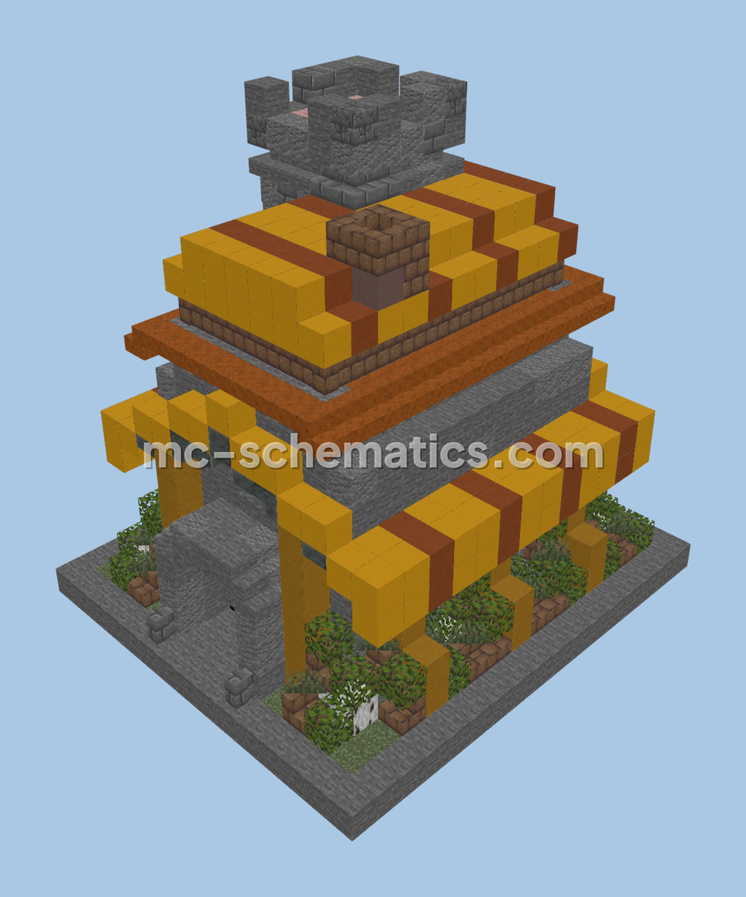 Medieval Clash of Clans Town Hall Level 7 Structure Minecraft schematic preview