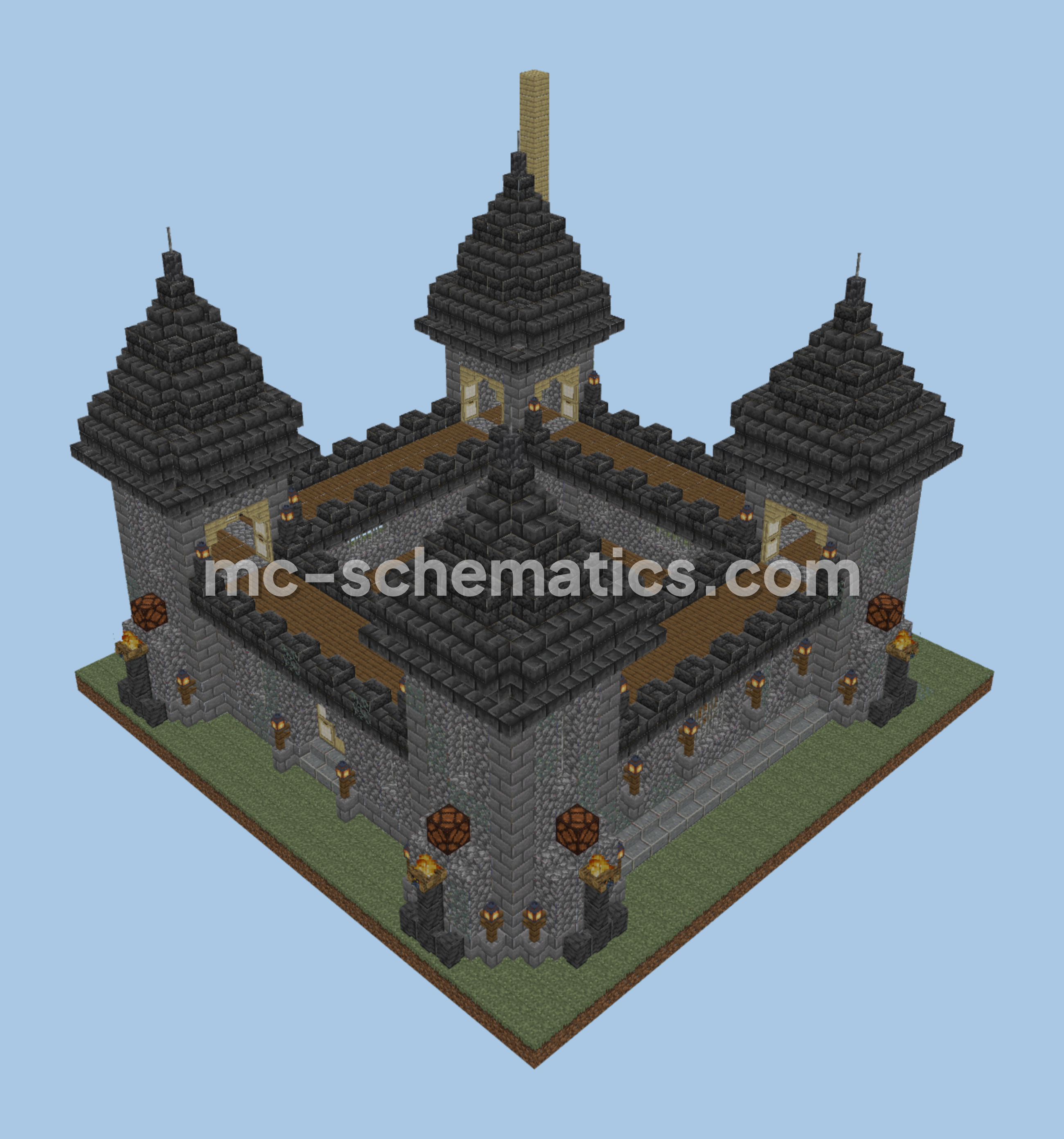Medieval Cliffside Castle Large Survival Build Minecraft schematic preview
