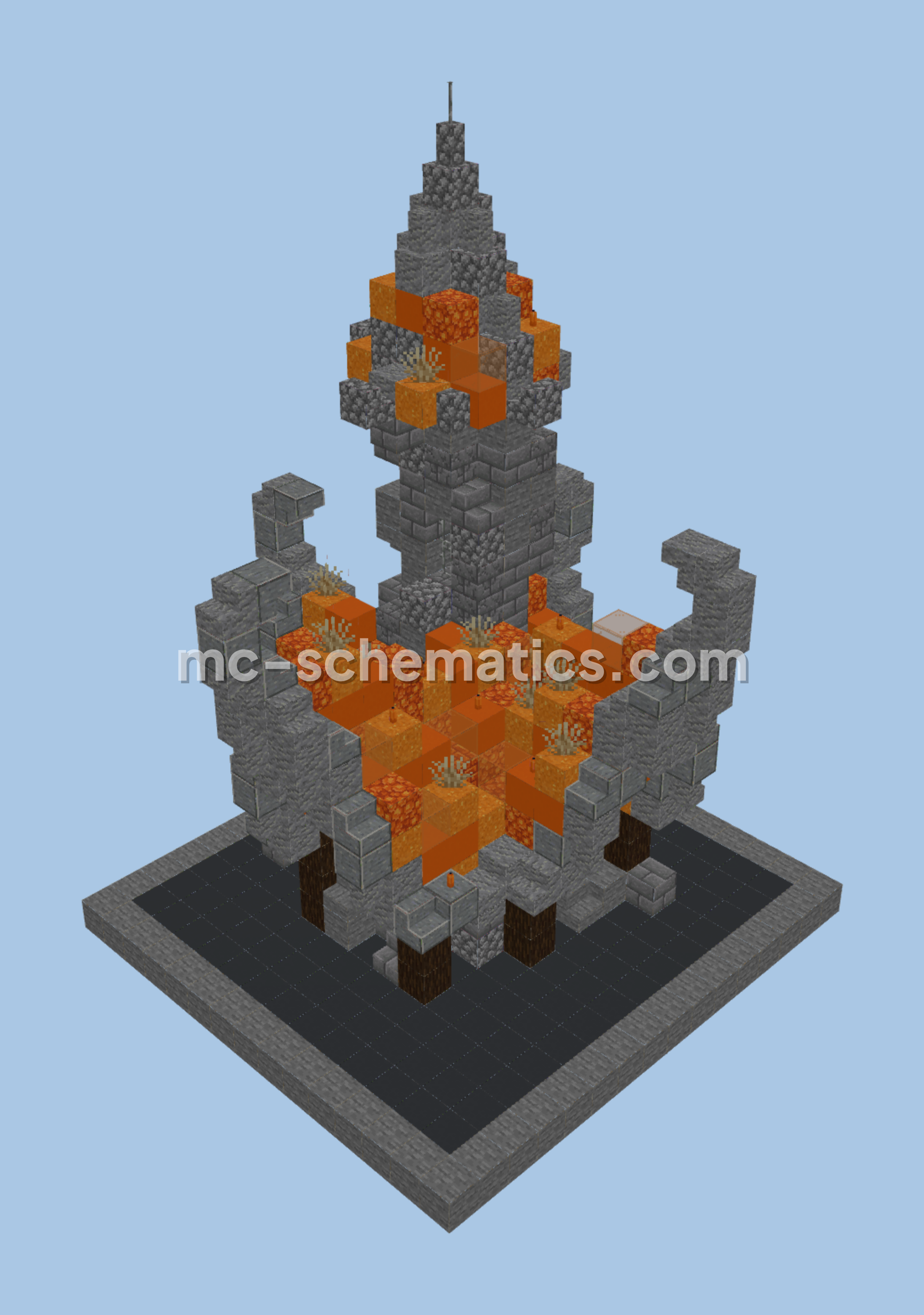 Medieval Fantasy House Fire Build Minecraft schematic