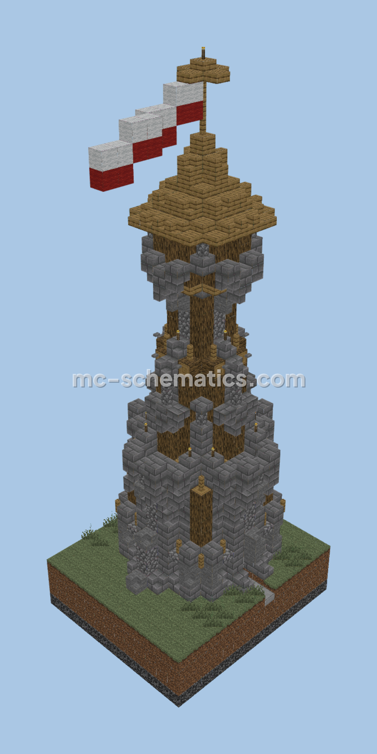 Medieval Flag Tower Minecraft schematic preview