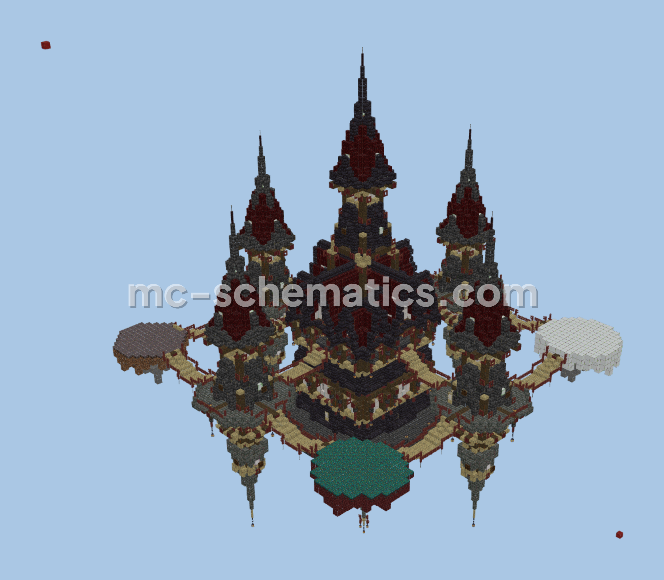 Medieval Fortress Aerial Military Base Minecraft schematic