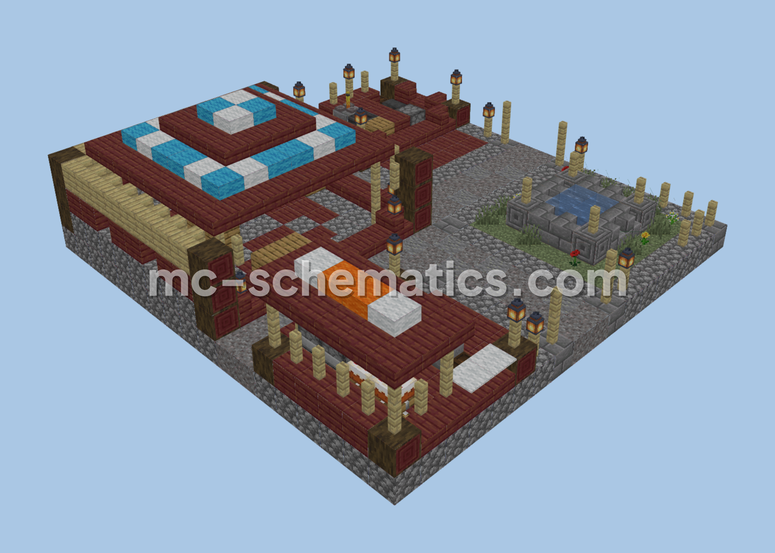 Medieval Fortress Marketplace Structure Minecraft schematic preview