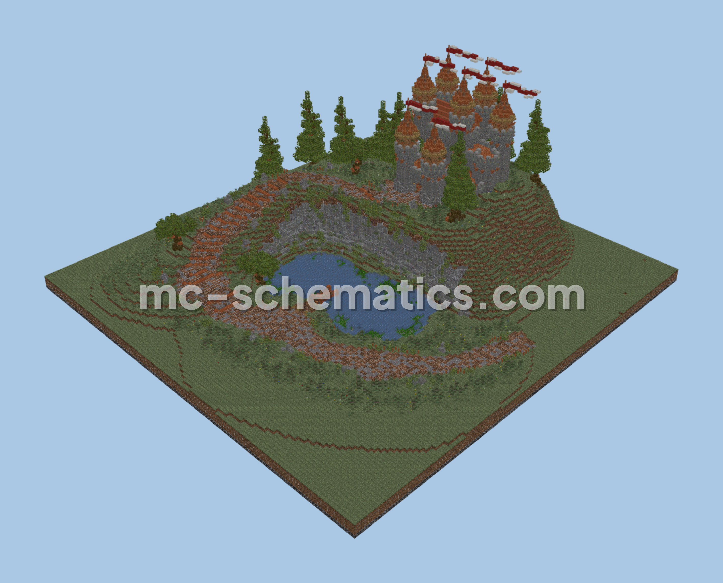Medieval Fortress With Hidden Lake Minecraft schematic preview