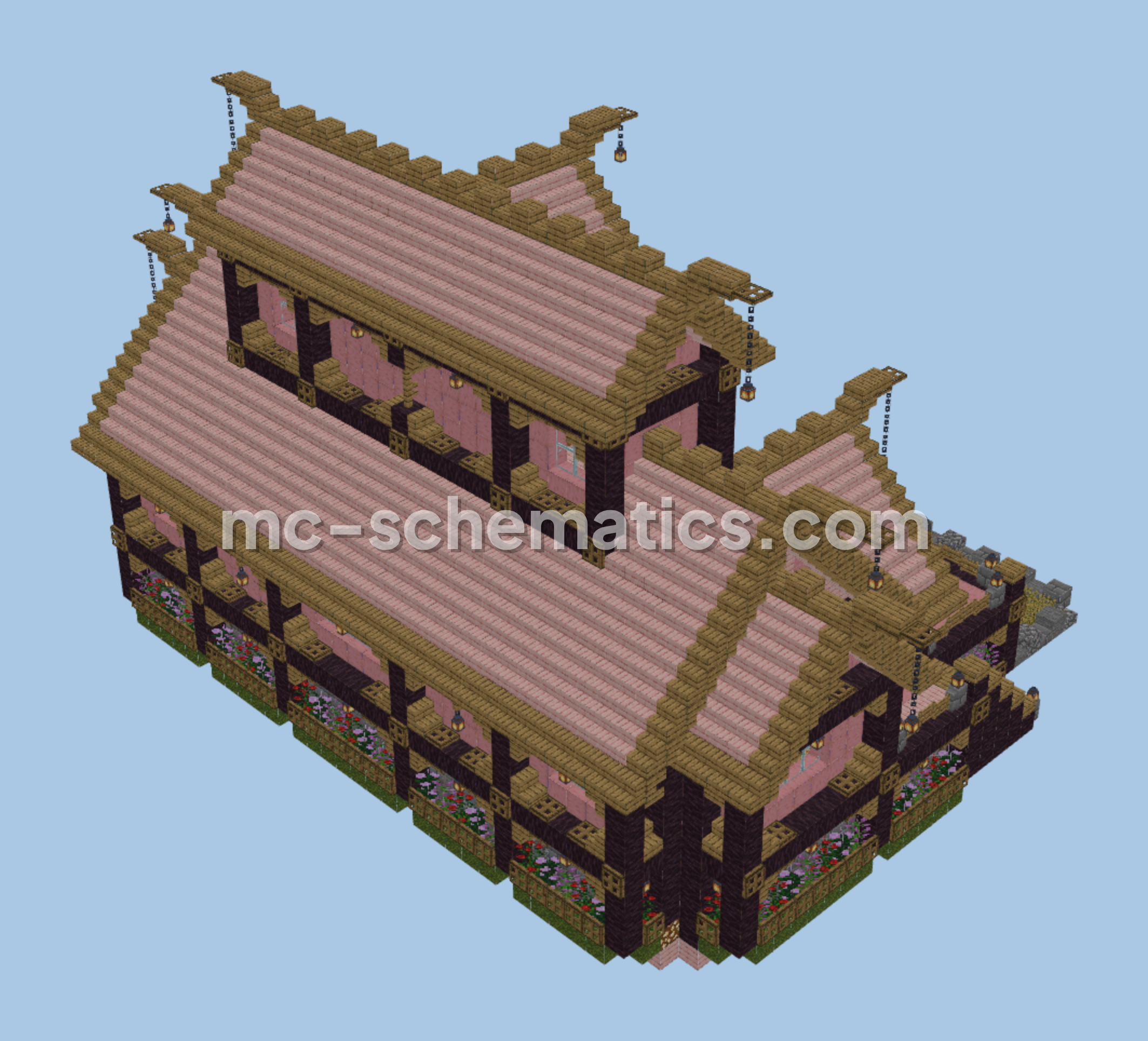 Oak Wood Medieval House Design Minecraft schematic preview