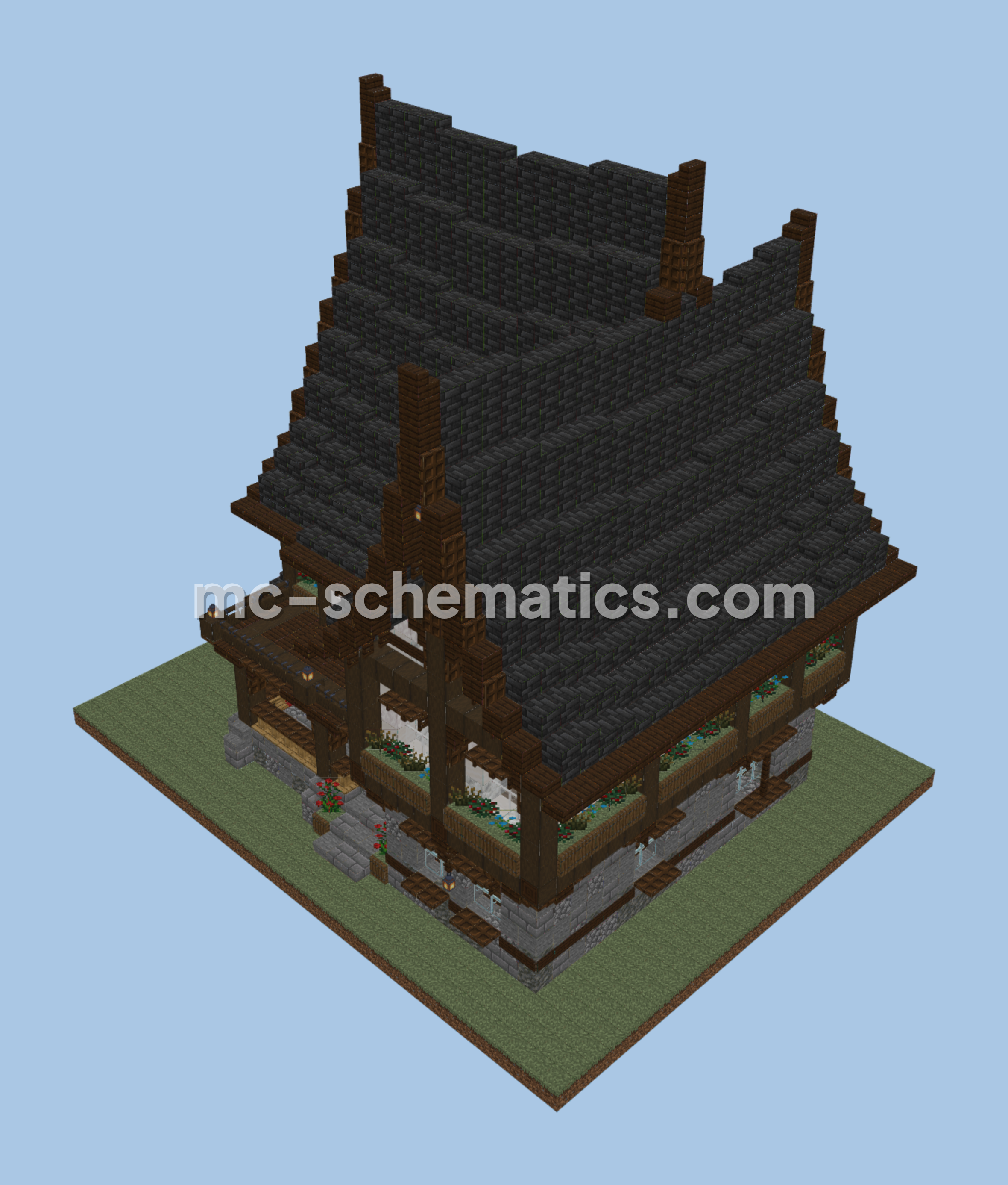 Spruce Medieval House Minecraft schematic preview