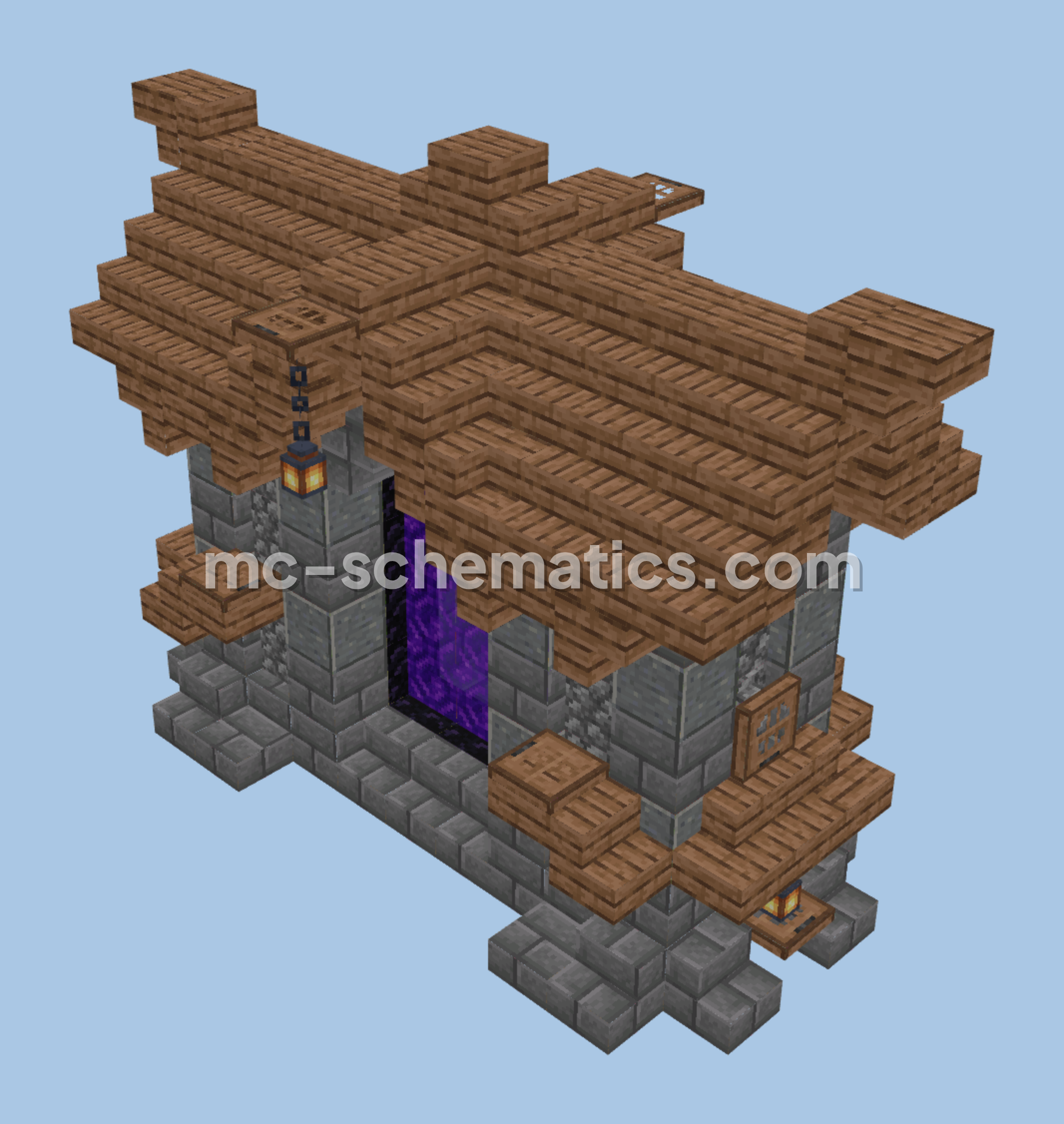 Medieval Nether Portal with Spruce Roof Minecraft schematic preview