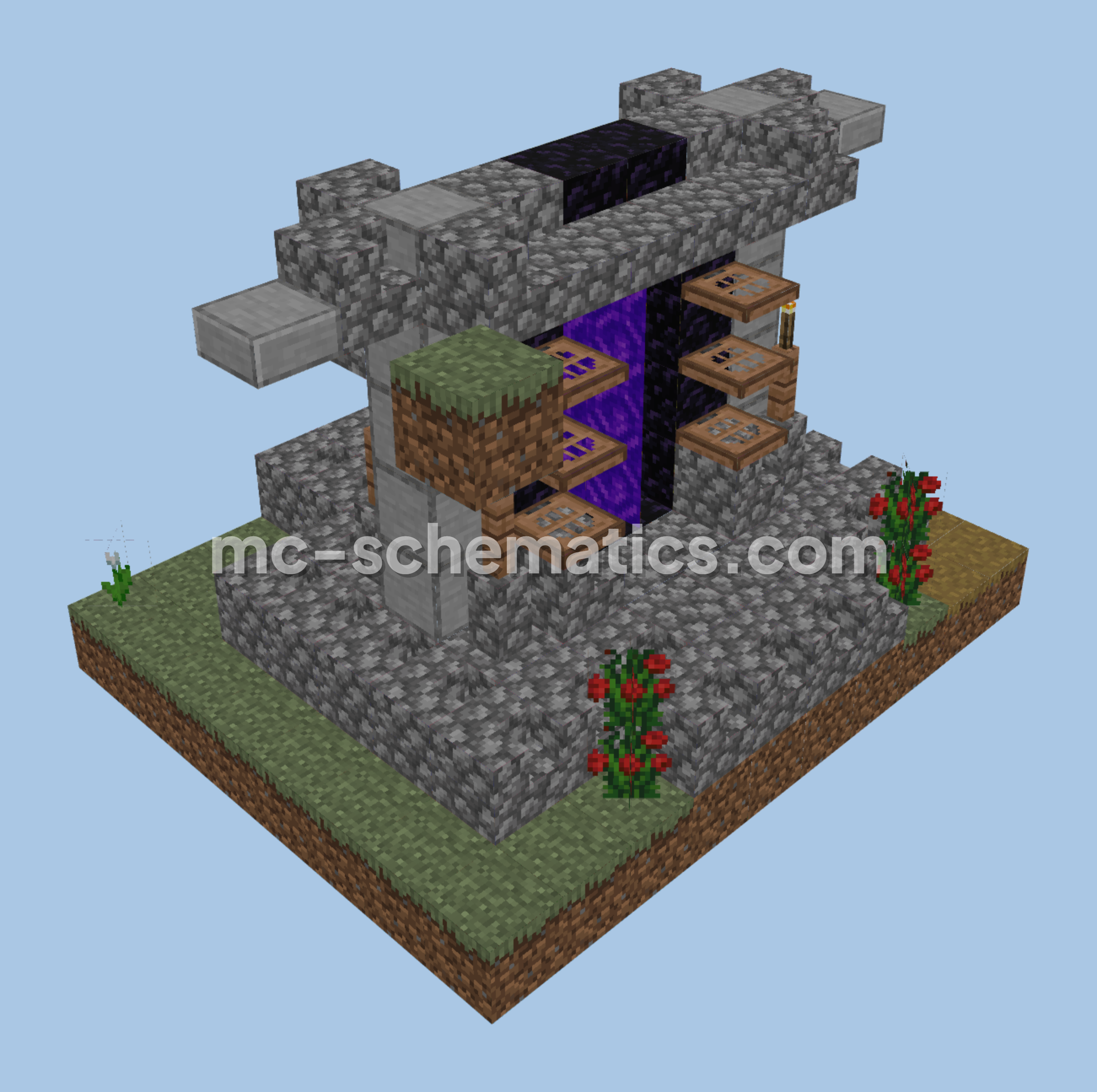 Medieval Nether Portal Structure Minecraft schematic preview
