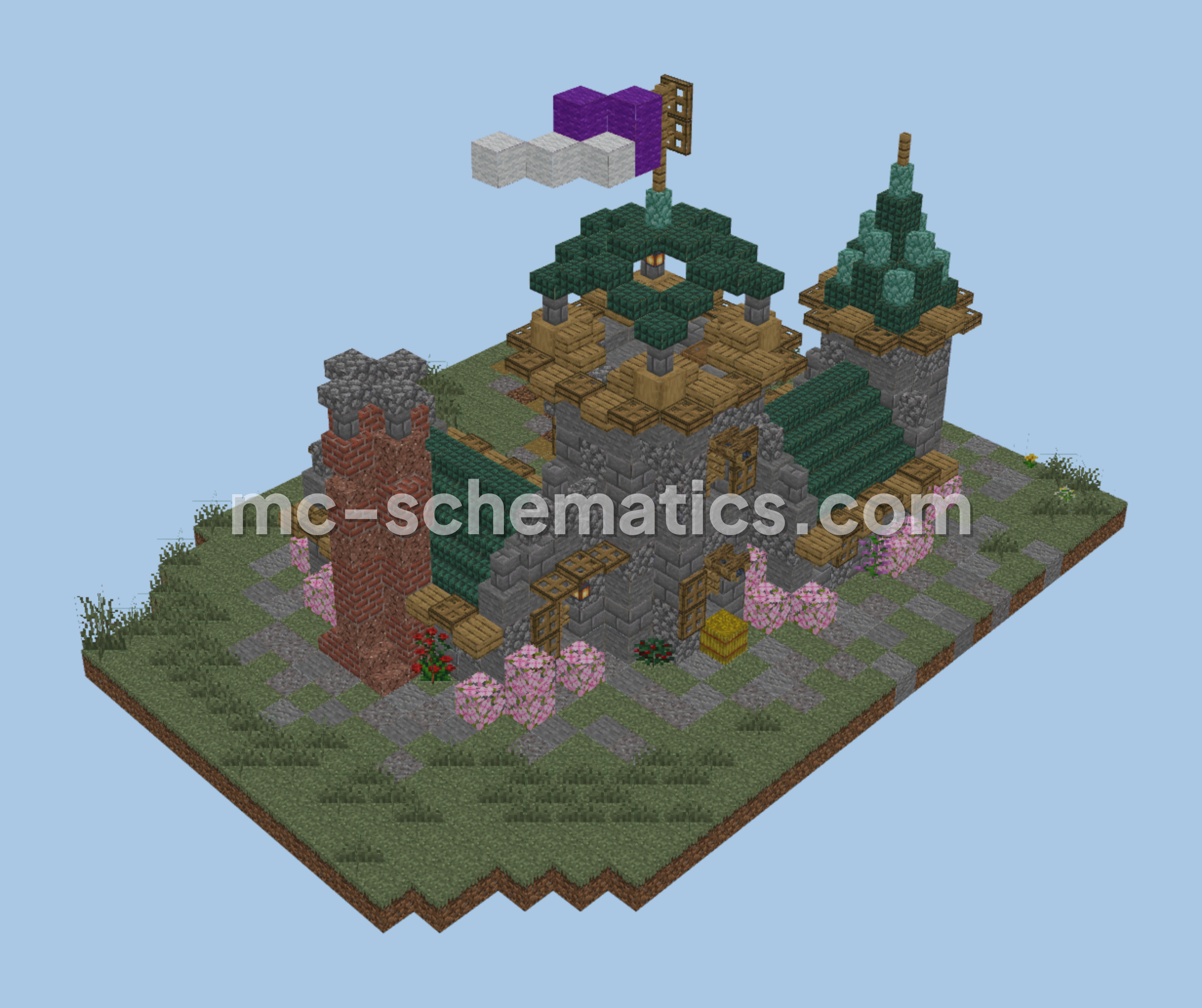 Medieval Outpost Build Full Interior Schematic Minecraft schematic preview