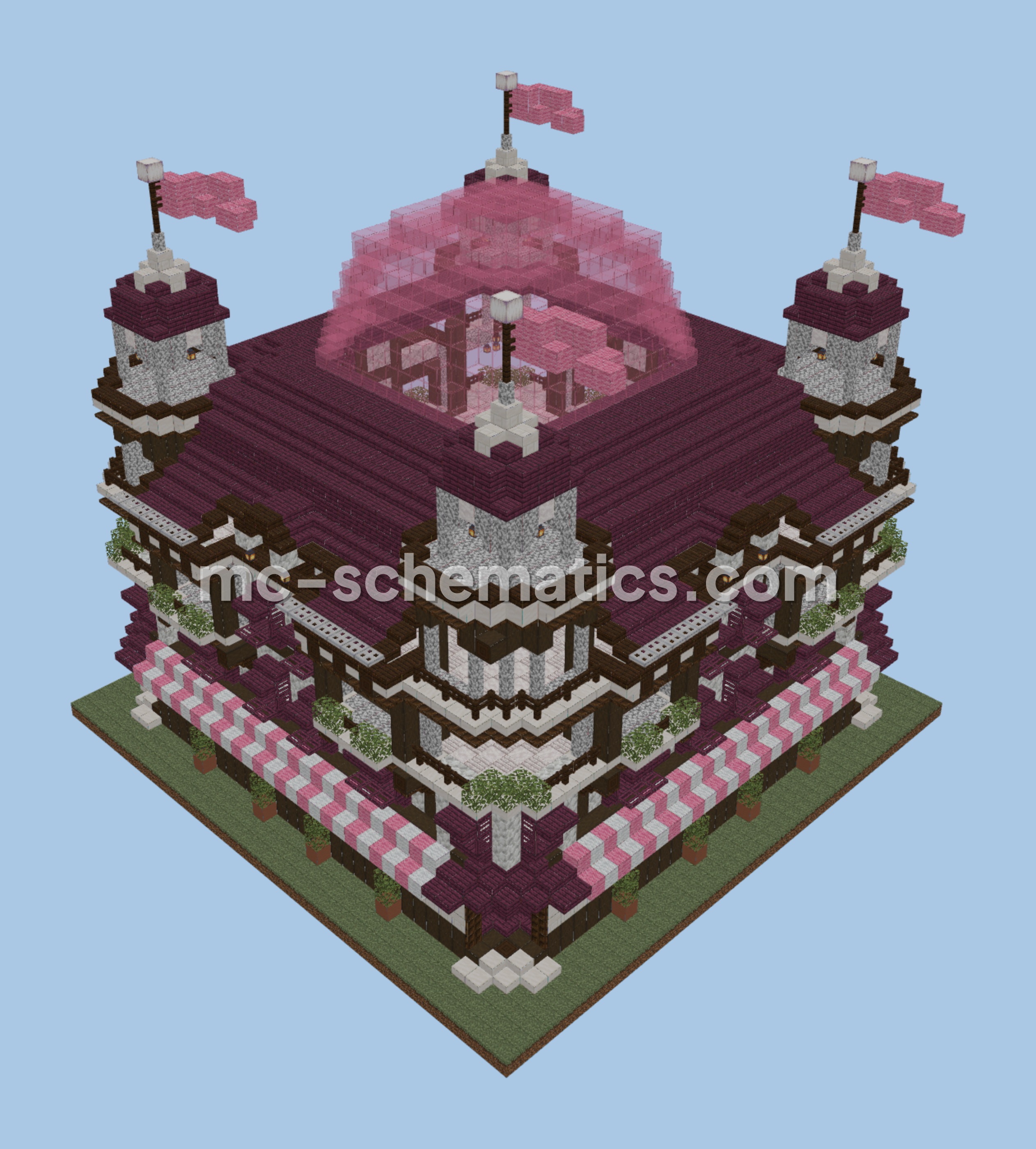 Medieval Pink Two-Story Shop Minecraft schematic