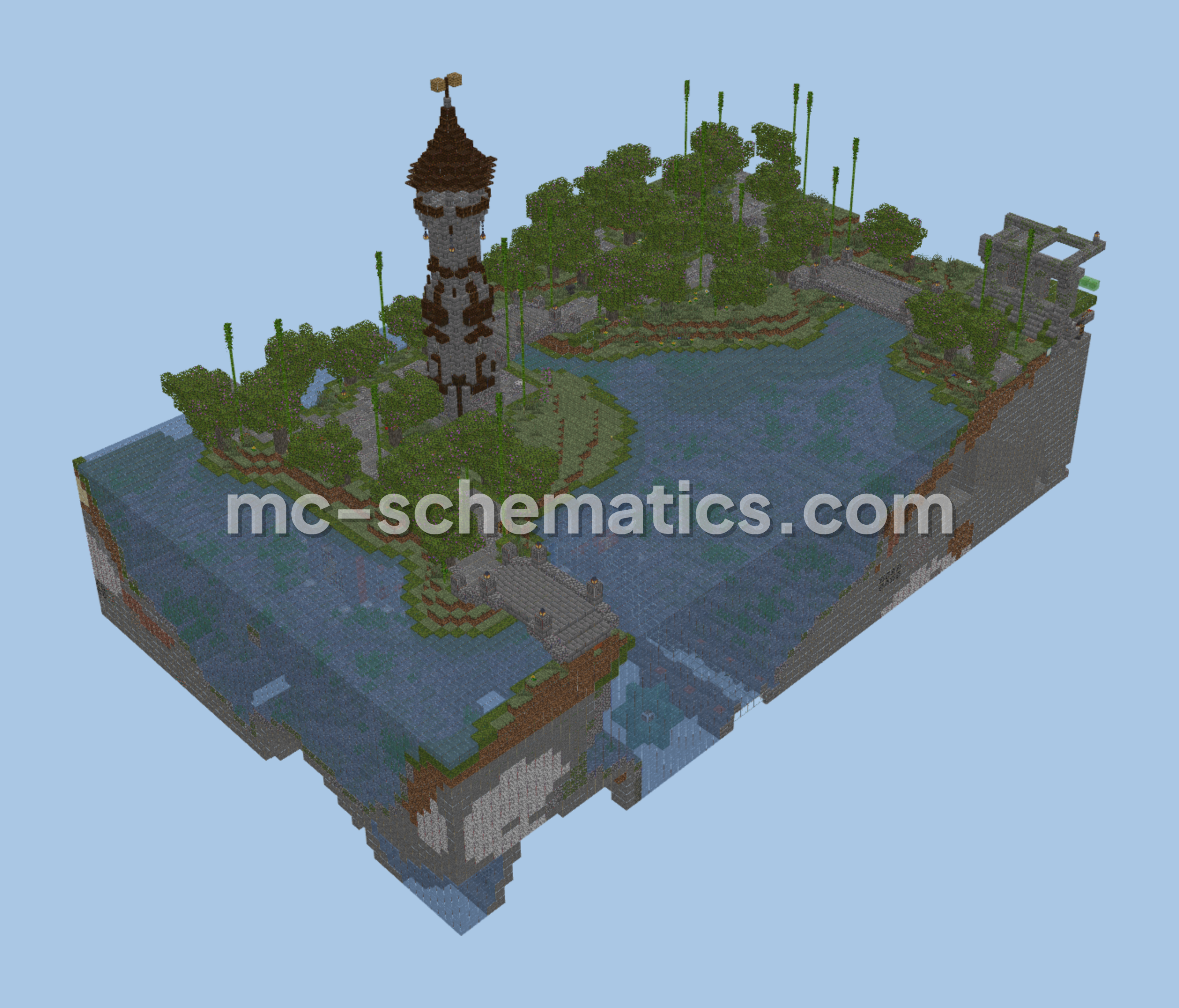 Medieval River Tower Base Minecraft schematic preview
