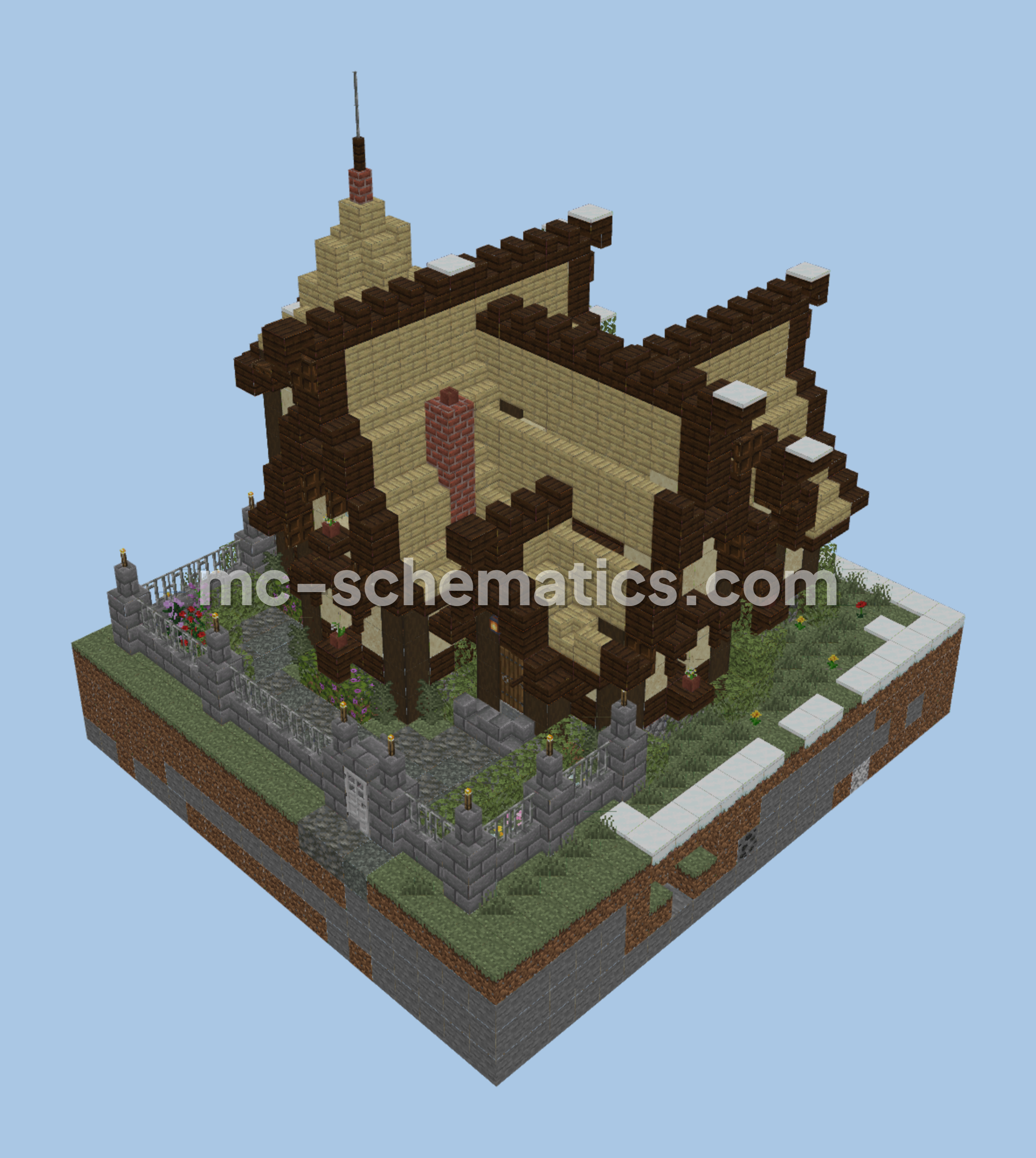 Medieval Rustic Survival Home with Interior Minecraft schematic